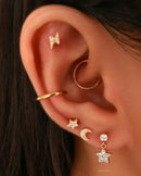 Star Dangle Earring Studs in Gold - Cute Multiple Ear Piercing Jewelry Ideas - www.Impuria.com