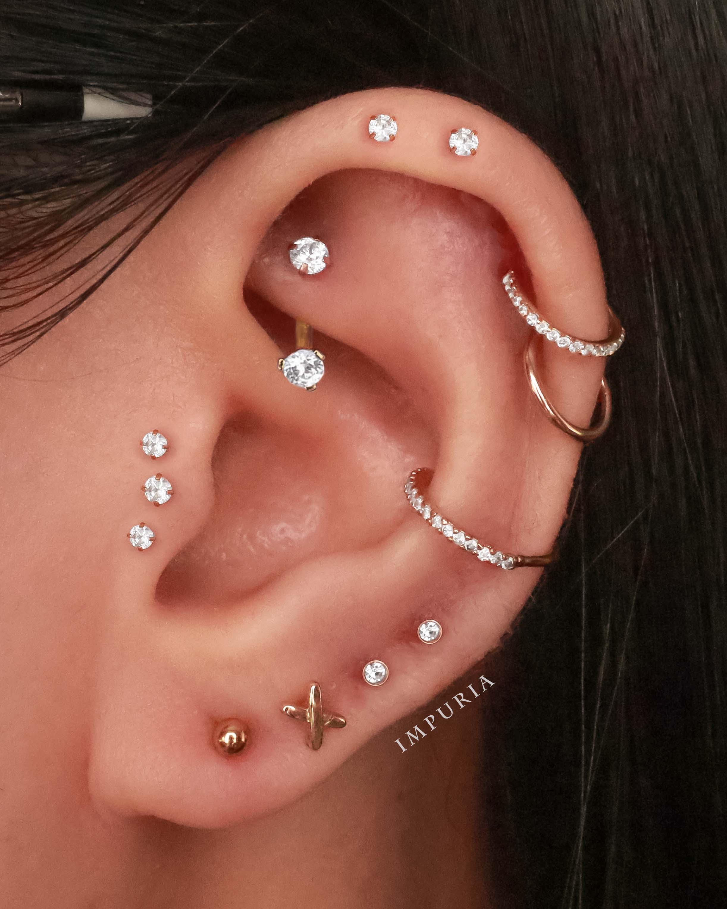 Beaded Ball surgical steel cartilage earrings simple multiple ear piercing jewelry ideas for curated ears - www.Impuria.com #earpiercings