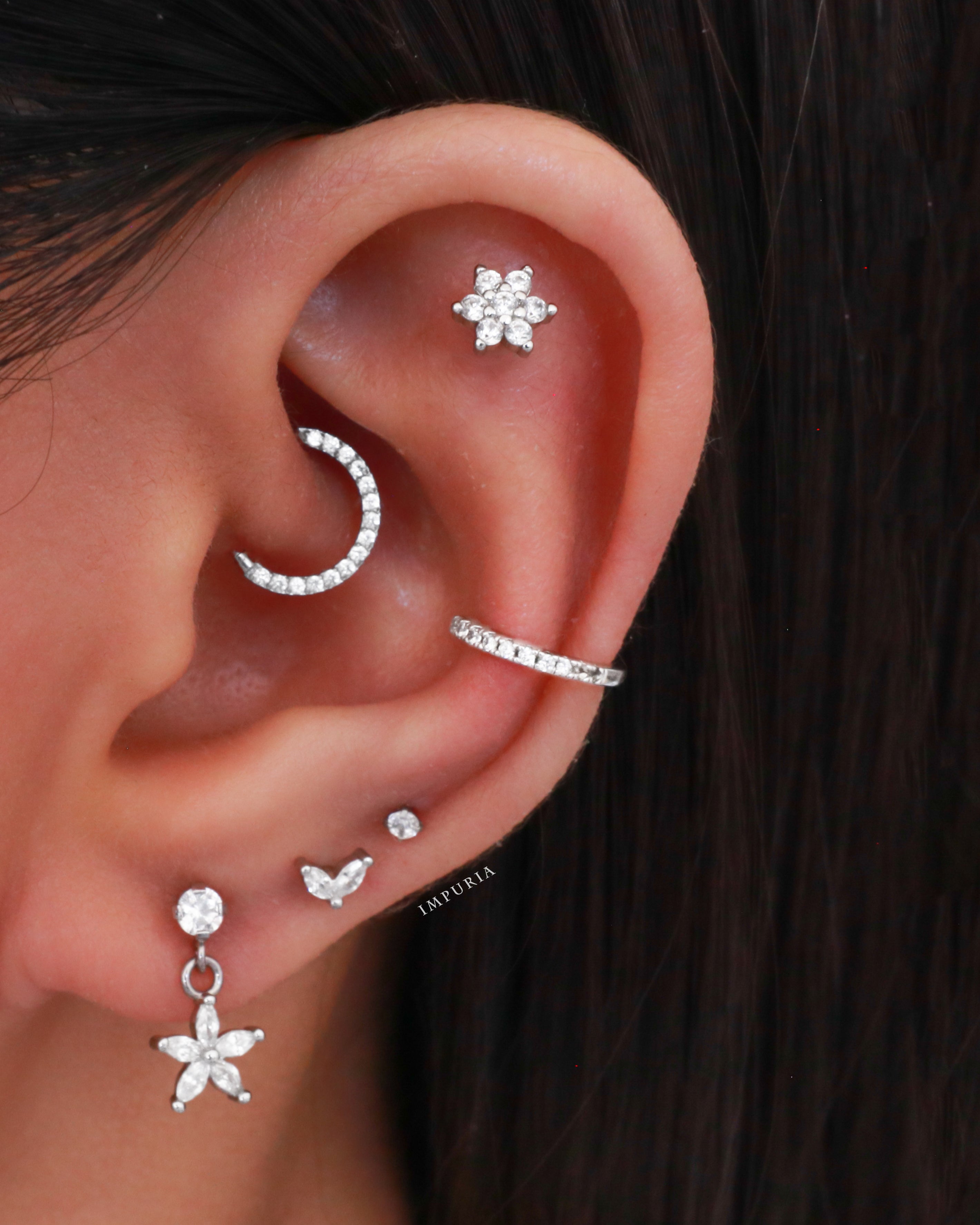 Cute Crystal Daith Clicker Hoop Earring Ear Piercing Jewelry Ideas - www.Impuria.com