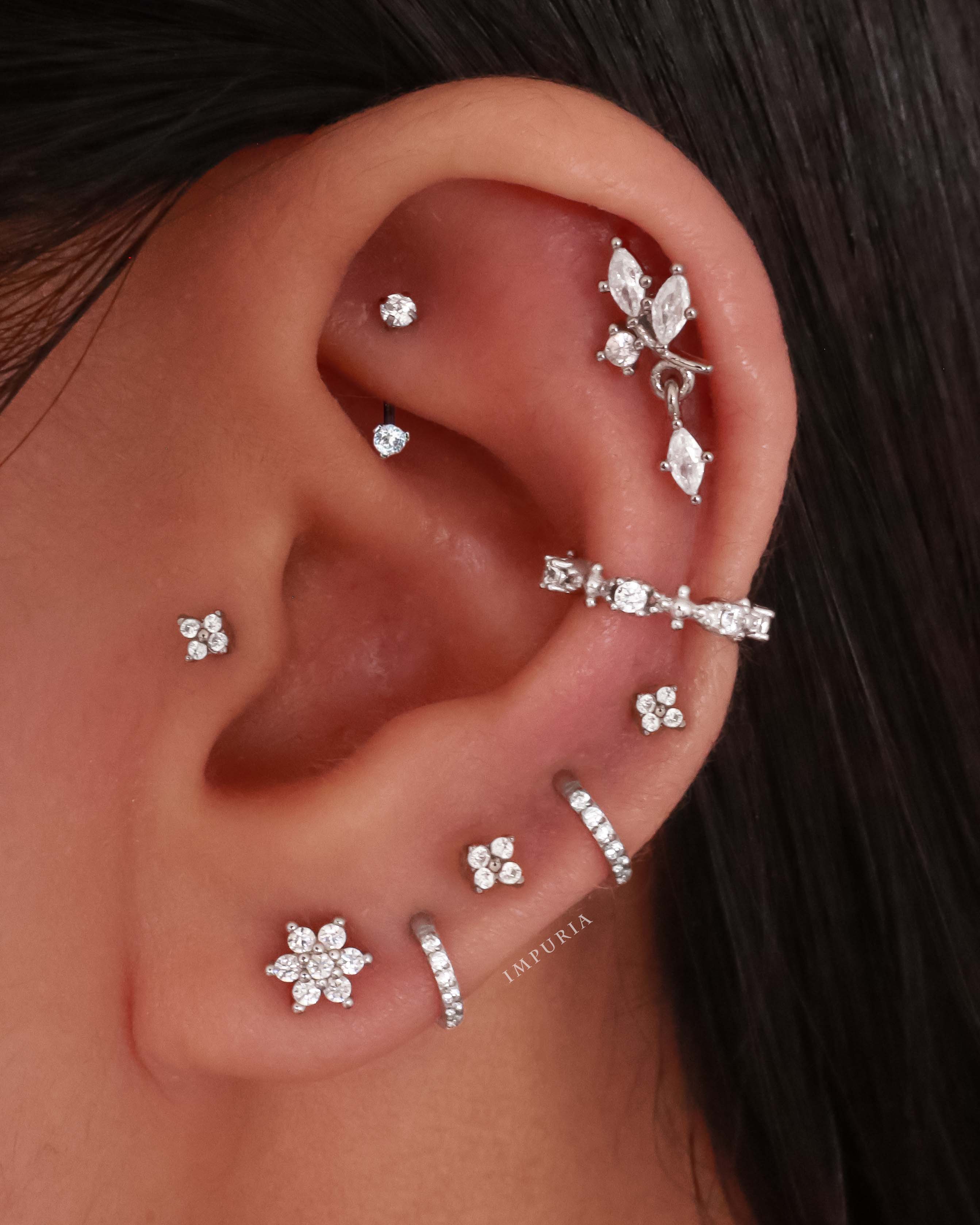 All the Way Around Cartilage Helix Lobe Multiple Ear Piercing Placement Curation Ideas - www.Impuria.com