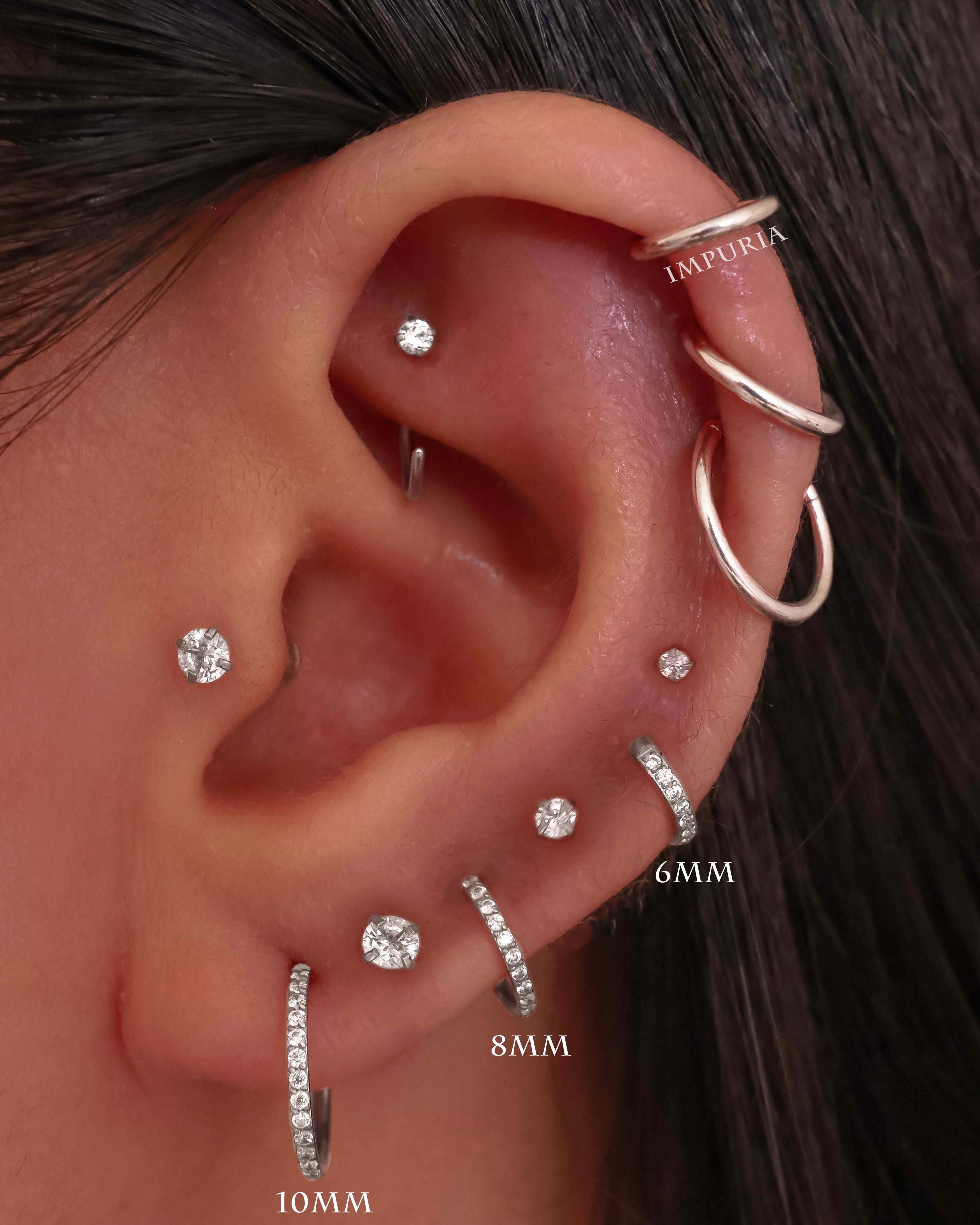 All the Way Around Cartilage Helix Lobe Multiple Ear Piercing Placement Curation Ideas - www.Impuria.com