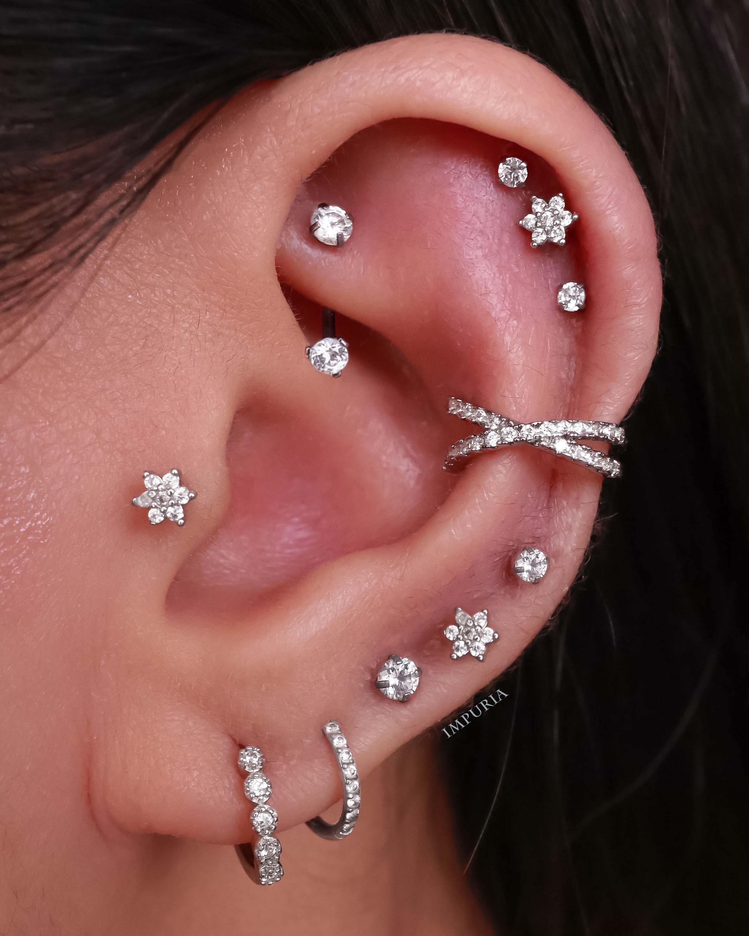 Simple Rook Ear Piercing Curved Barbell Earring - Ear Curation Ideas for Women - www.Impuria.com