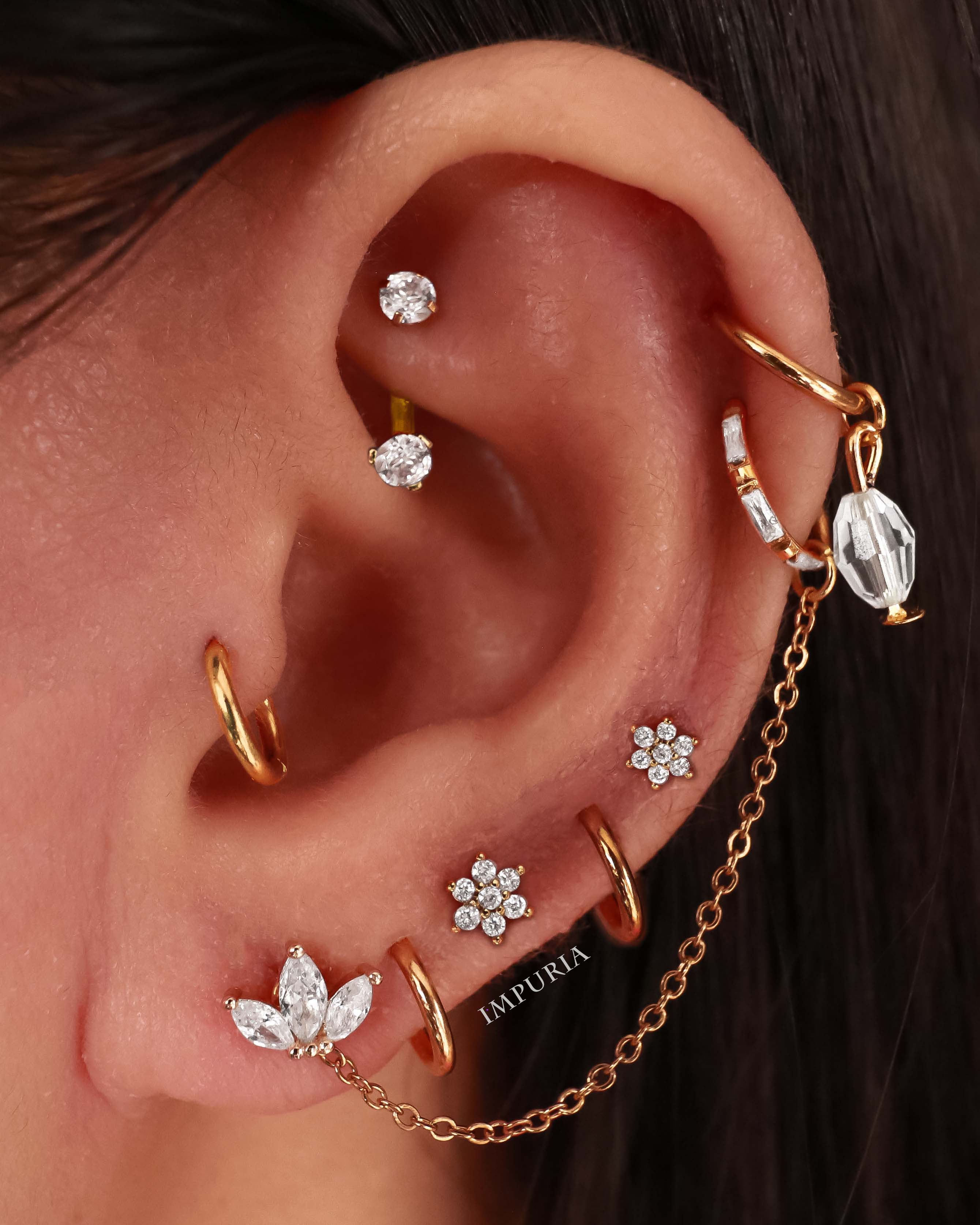 Simple Rook Ear Piercing Curved Barbell Earring - Ear Curation Ideas for Women - www.Impuria.com