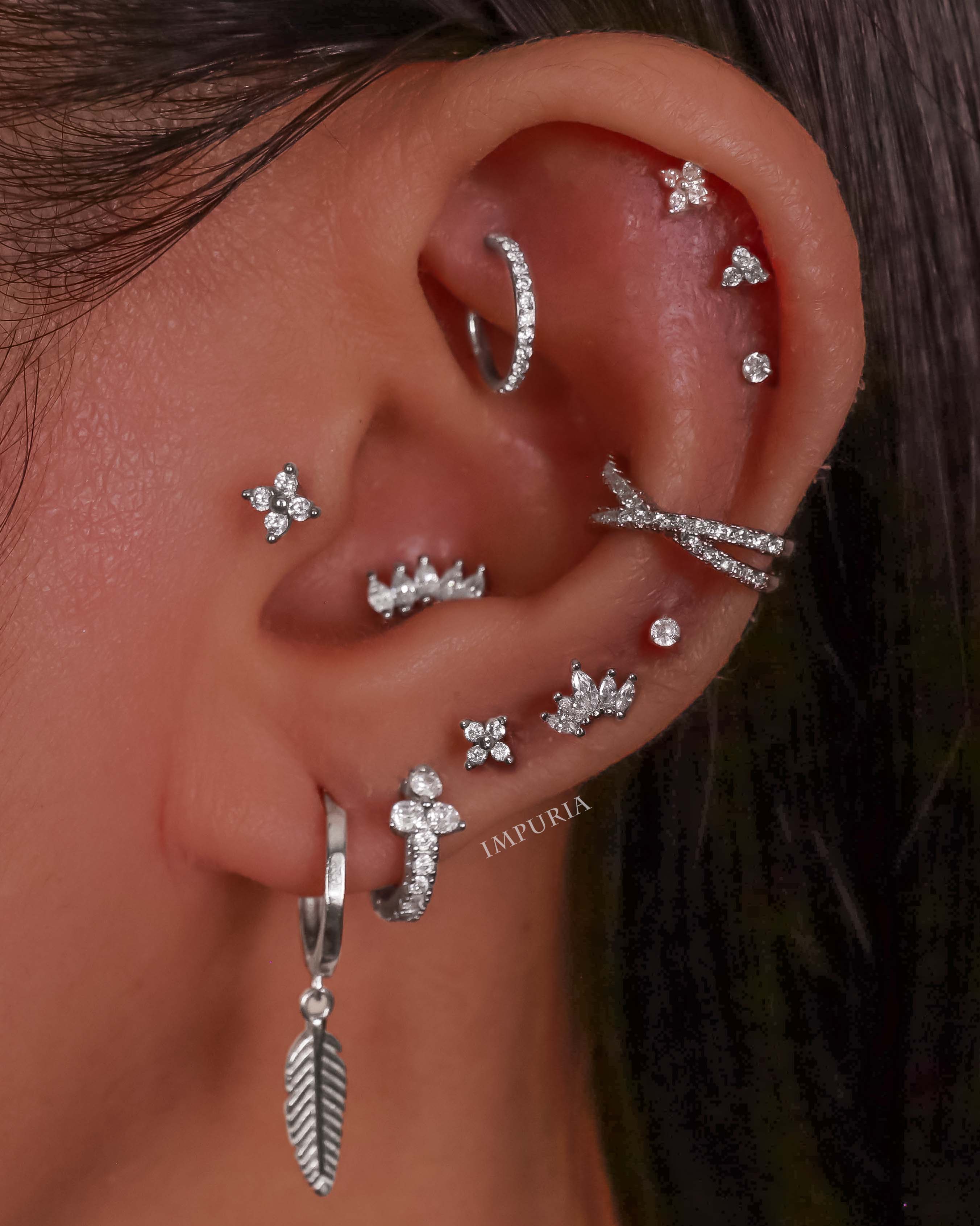 Cartilage Piercing Earring Celestial Multiple Ear Piercing Ideas for Women - www.Impuria.com #earpiercings