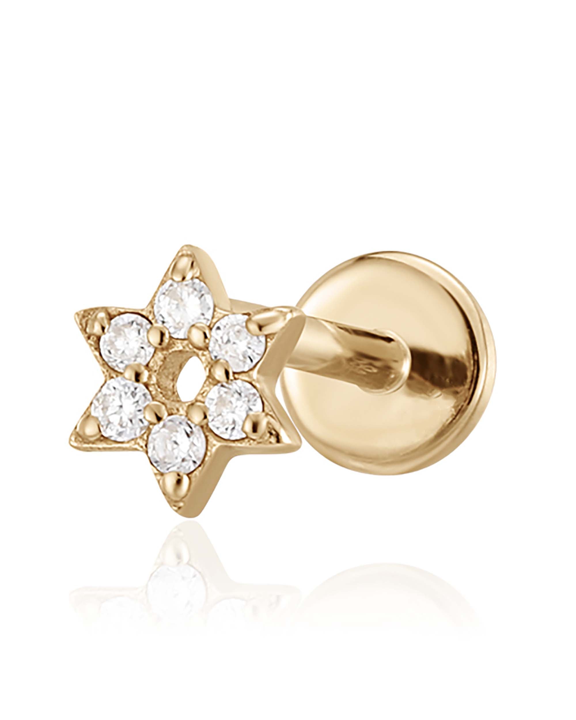 Posy Flower 14K Gold Flat Back Stud