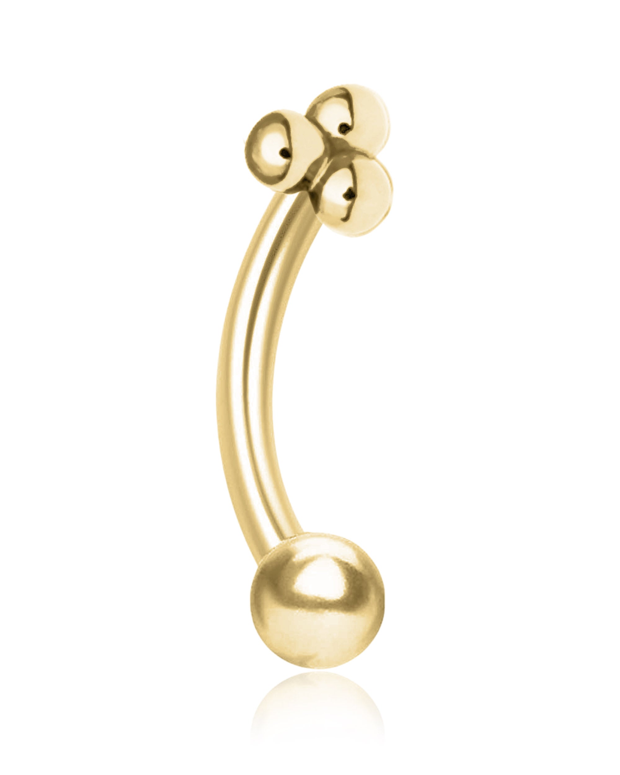 Triple Ball Rook Barbell Curved Earring - www.Impuria.com