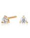 Triple Prong Crystal 14K Gold Earring Studs - www.Impuria.com