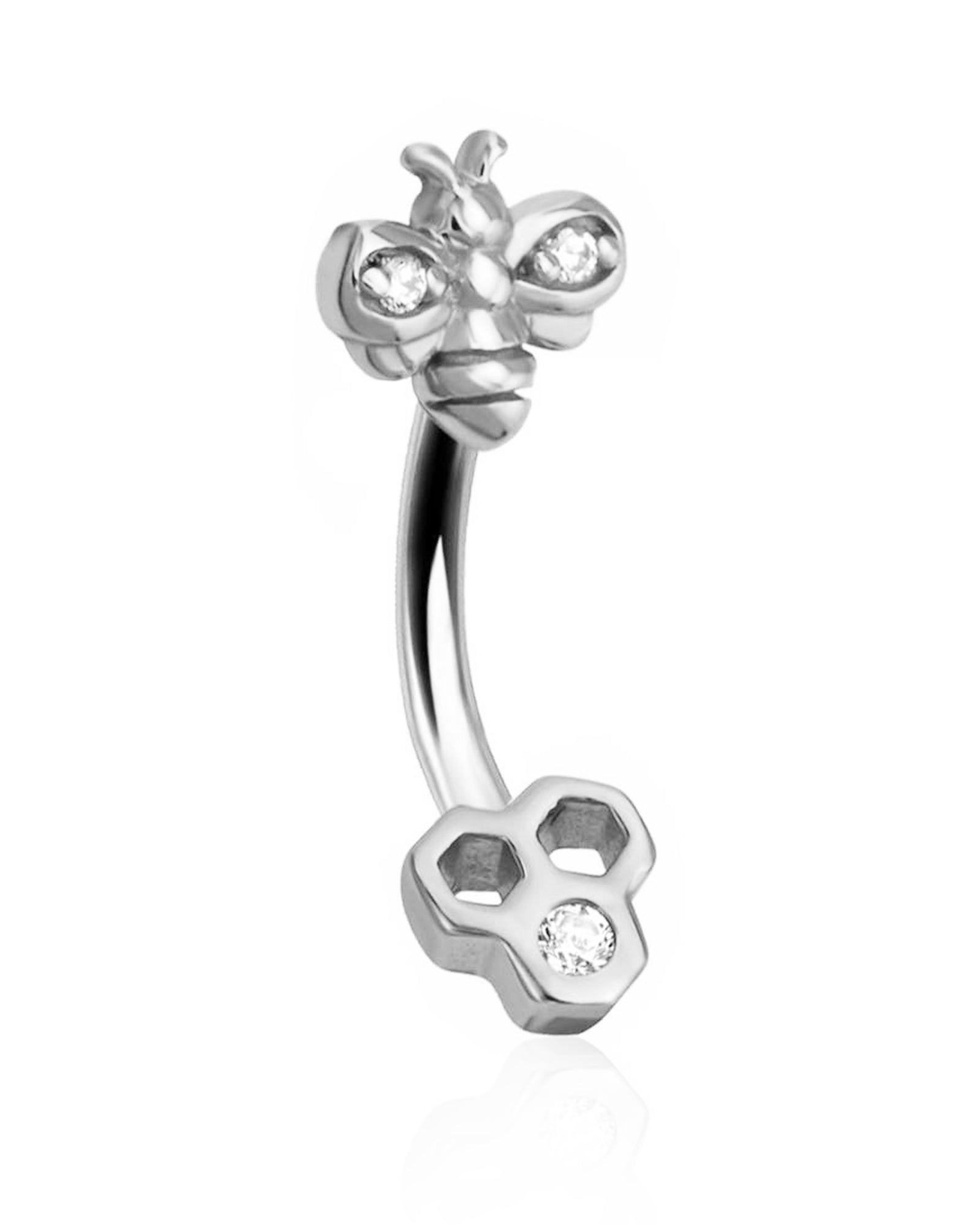 Silver Bee Rook Earring Curved Barbell - www.Impuria.com
