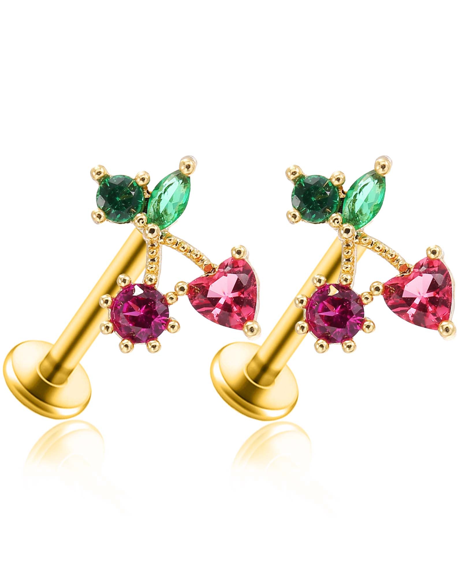 Sakura Cherry Flat Back Stud