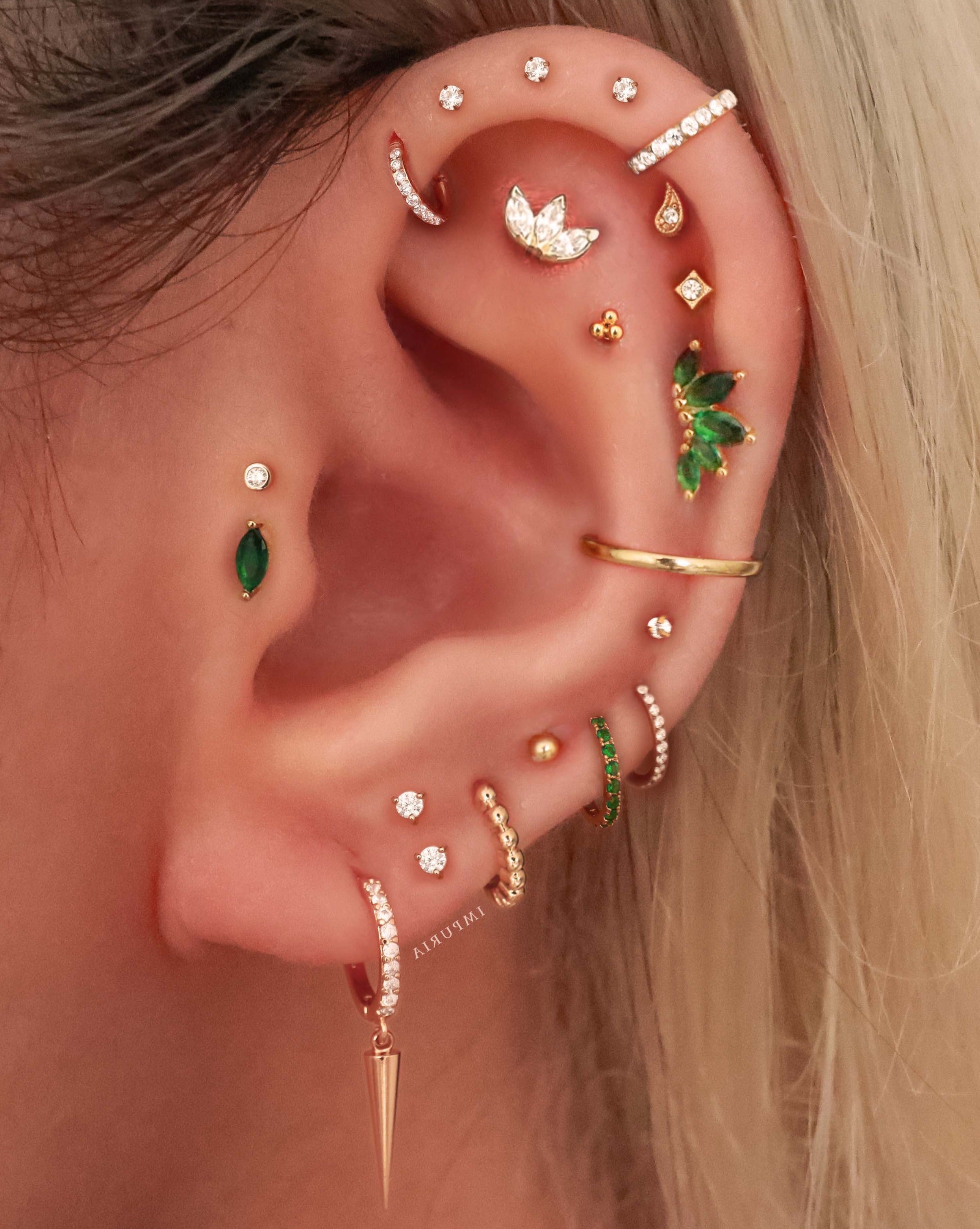 Pretty Multiple Ear Piercing Curation Ideas for Women Triple Marquise Cartilage Earring Stud 16G - www.Impuria.com #earpiercings