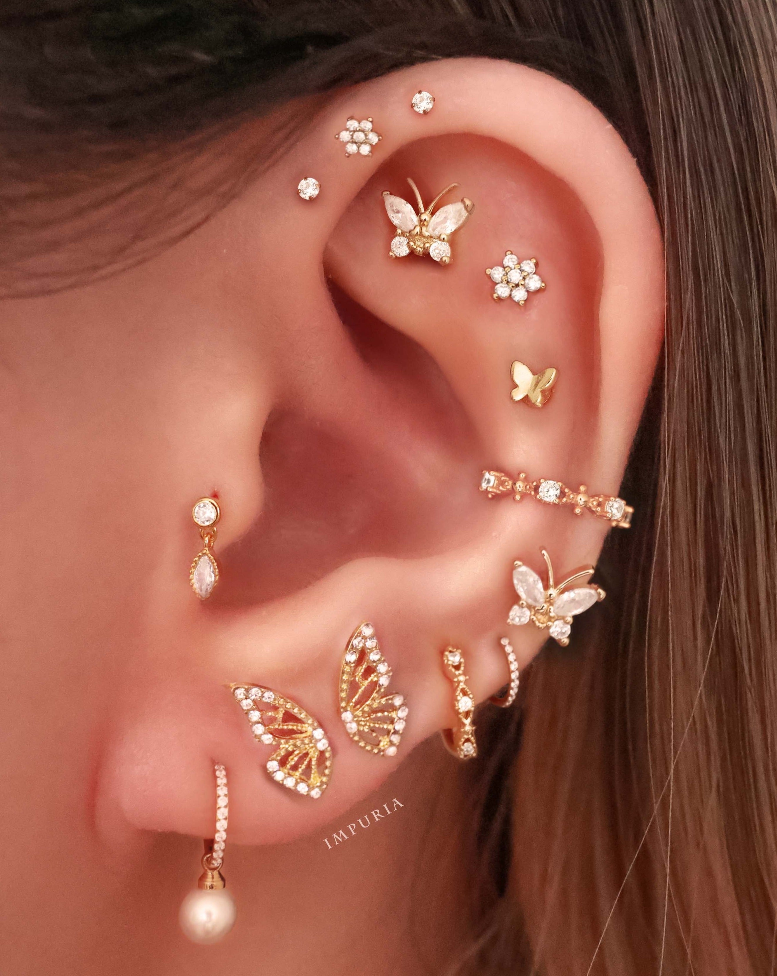 Helix Earring Studs Cute Butterfly Ear Piercing Ideas for Women - www.Impuria.com #earpiercings
