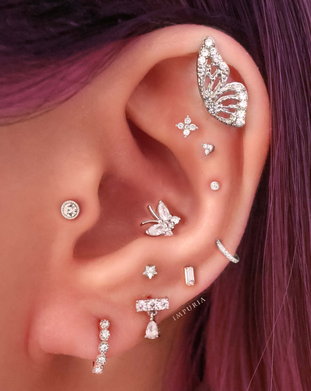 Clover Cartilage Earring Stud Cute Butterfly Ear Piercing Curation Ideas for Women - www.Impuria.com #earpiercings