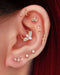 Trinity Polished Triple Ball Milgrain Ear Piercing Stud
