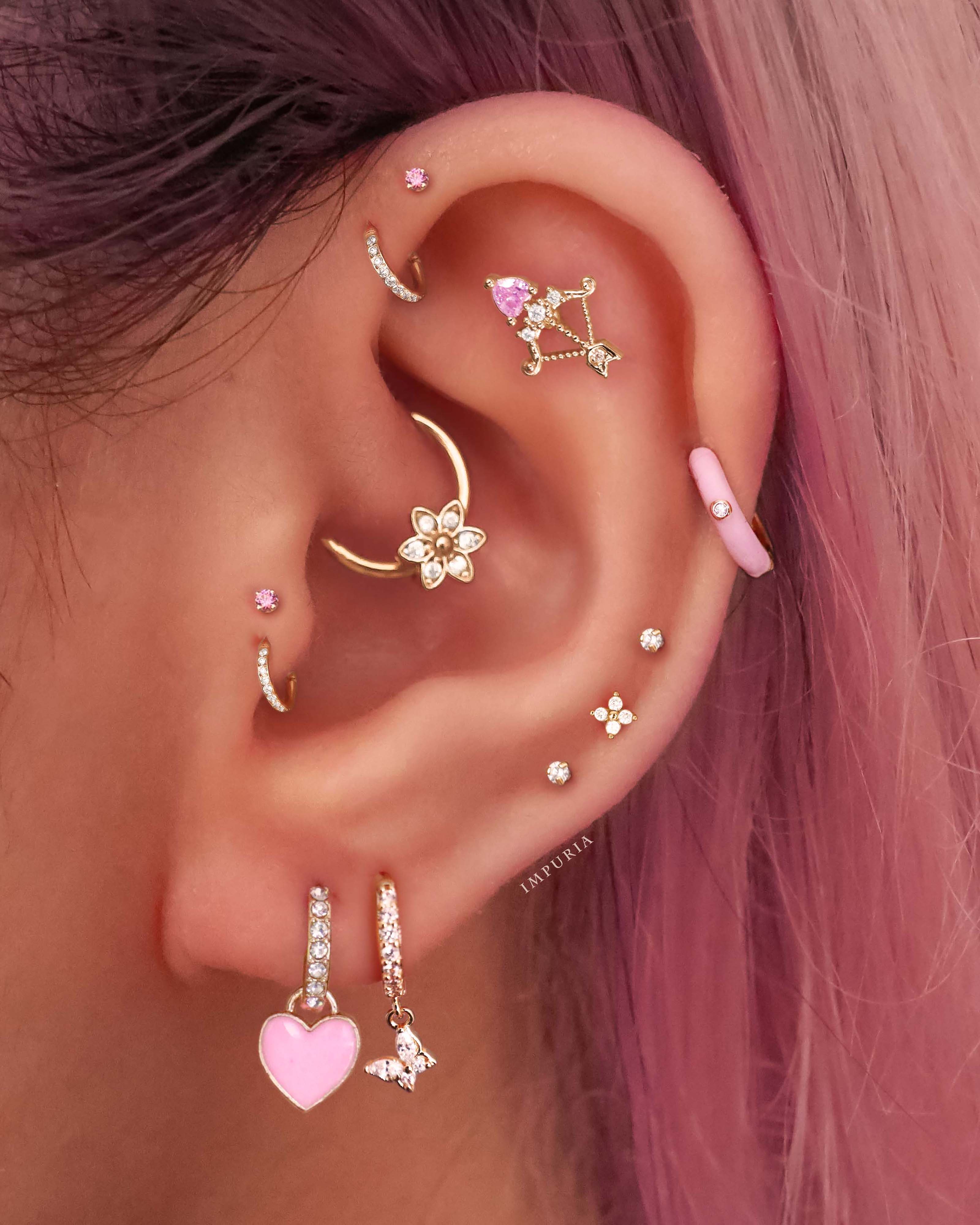 Cute Heart Feminine Pretty Ear Piercing Ideas for Women - www.Impuria.com