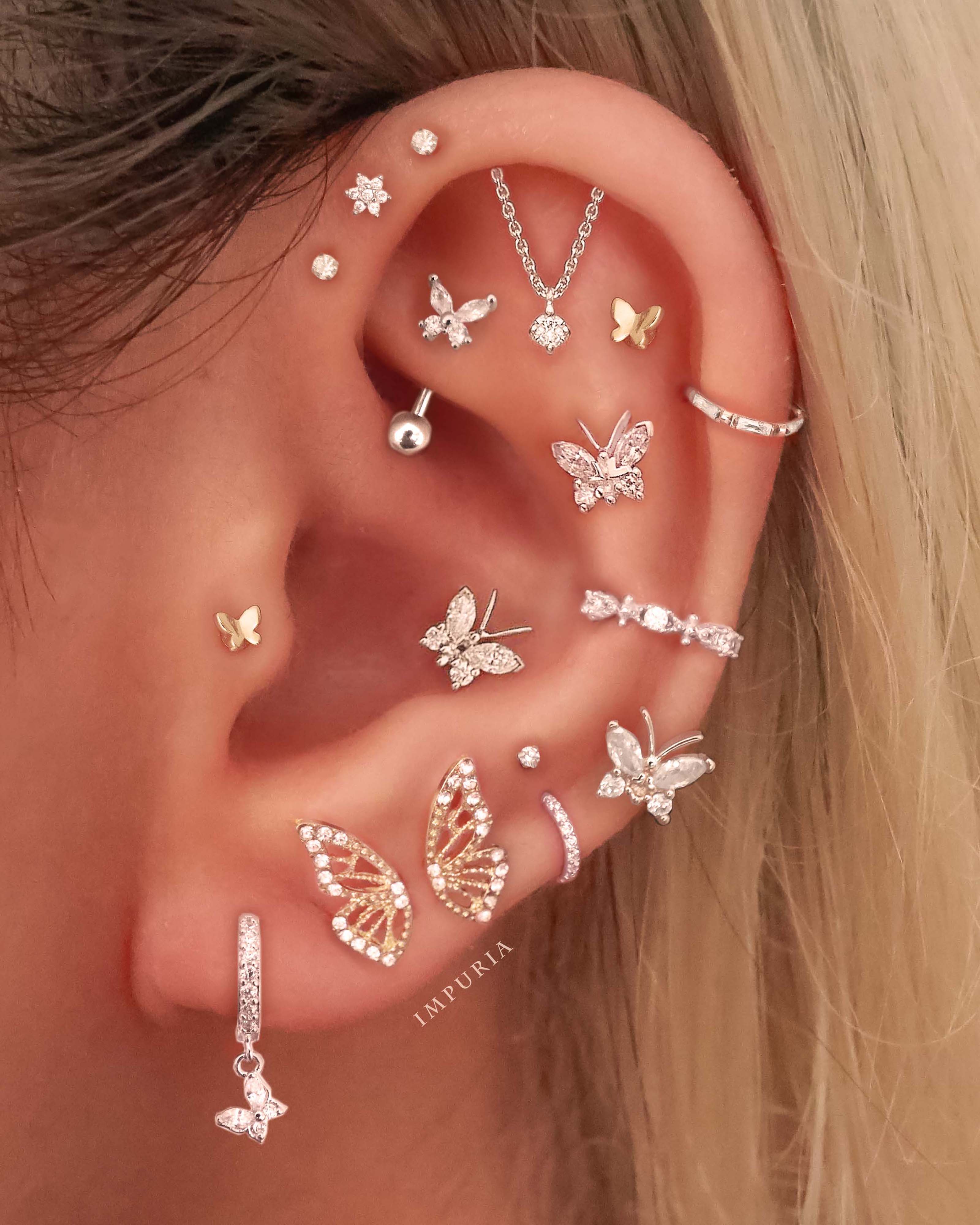 Butterfly Dangle Huggie Hoop Earrings Cute Unique Ear Piercing Ideas for Women - www.Impuria.com #earpiercings