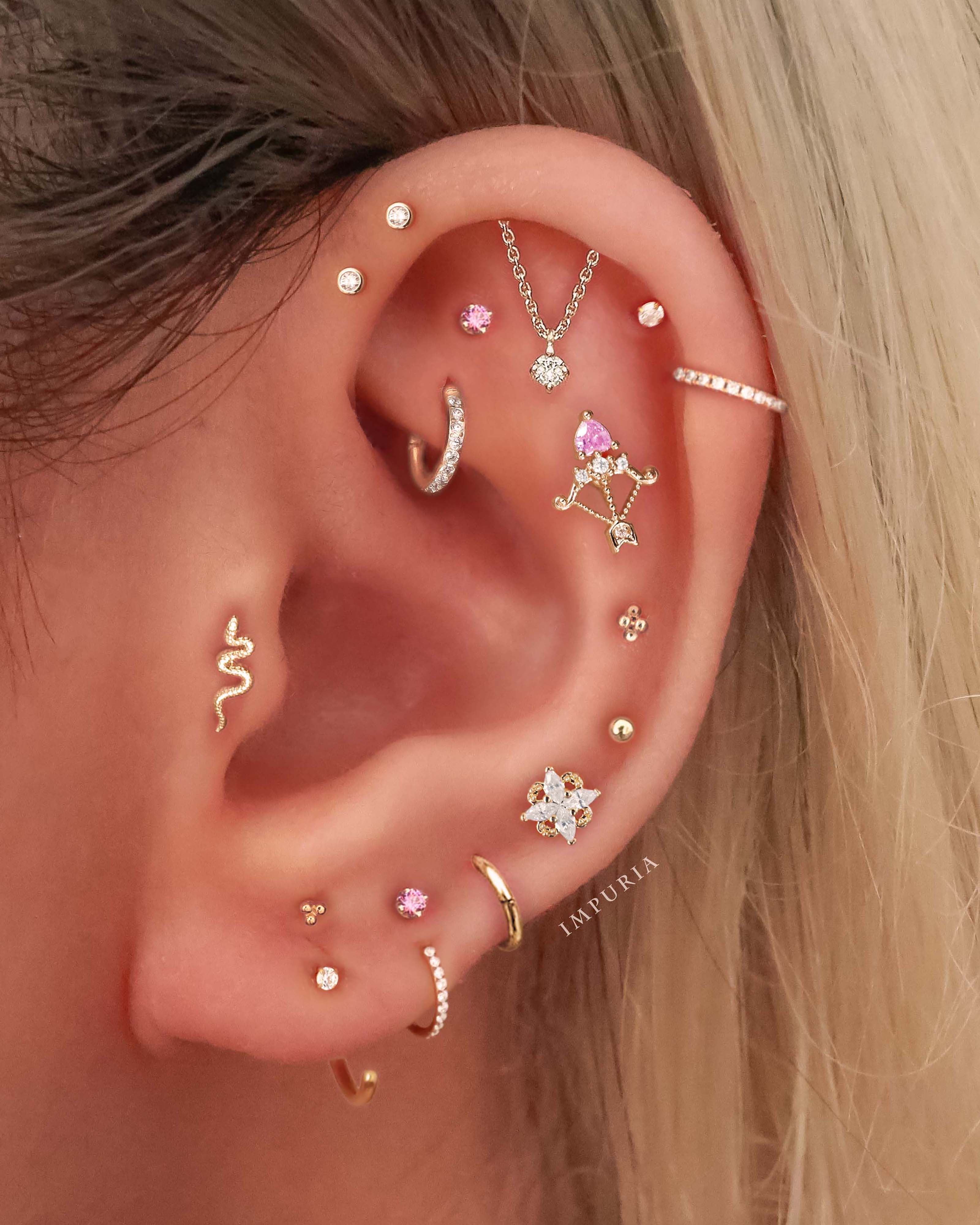 Cute Cartilage Helix Ear Piercing Jewelry Ideas for Women - www.Impuria.com #earpiercings