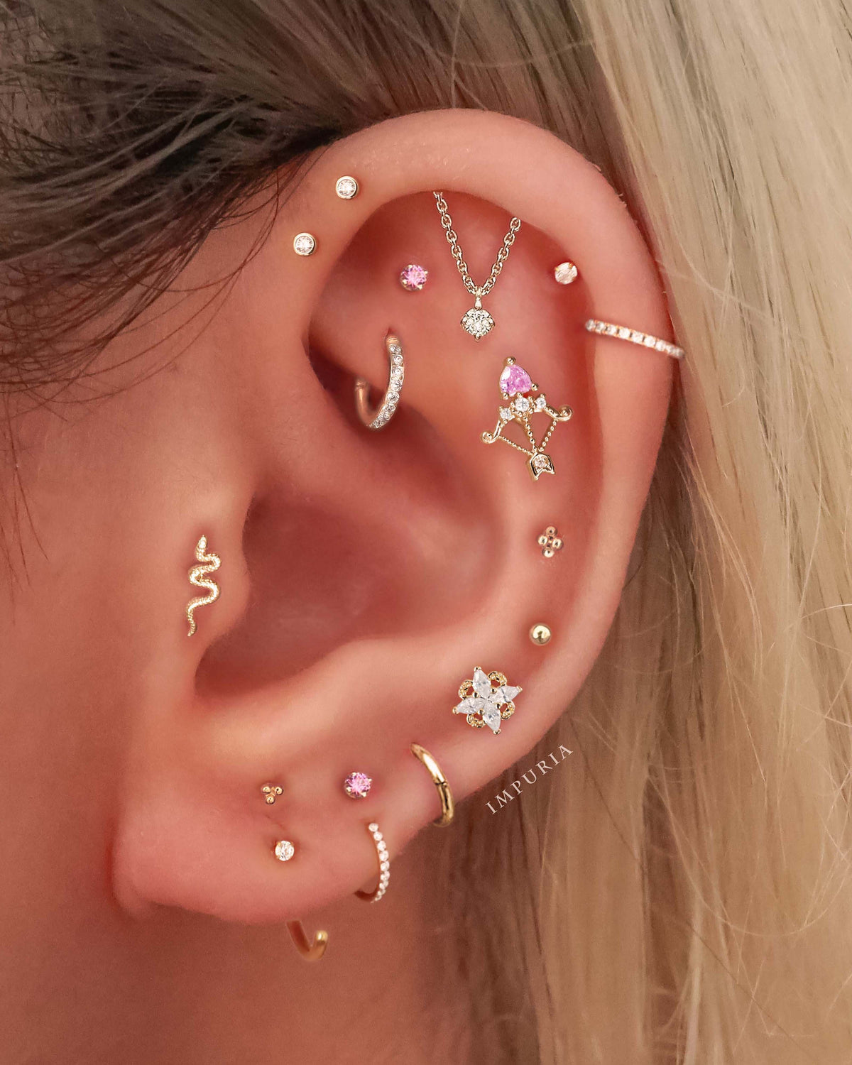 Hidden Helix Chain Drop Earring Stud Romantic Beautiful Ear Piercing Curation Ideas for Women - www.Impuria.com #earpiercings