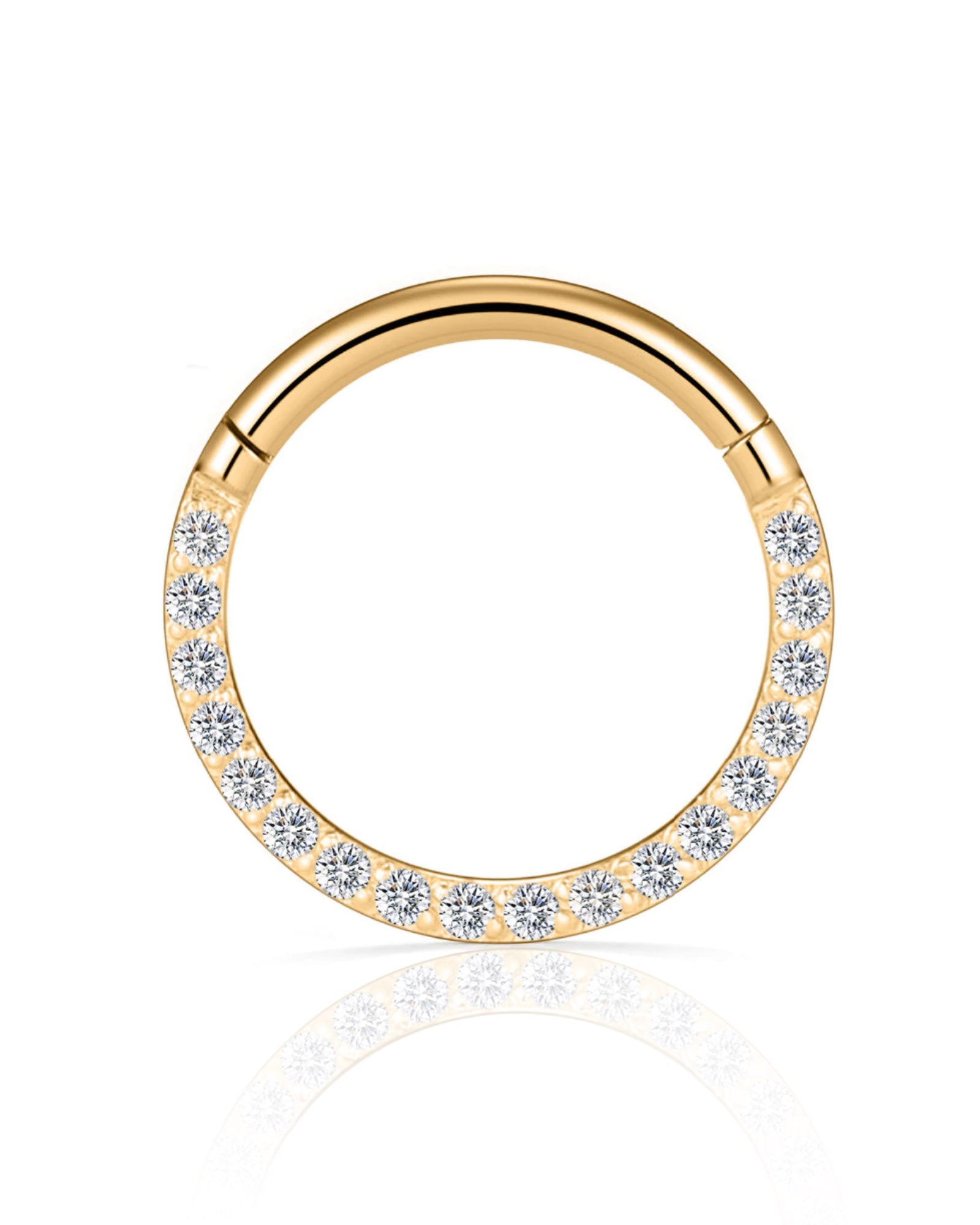 Crystal Daith Clicker Hoop Earring Ear Piercing Jewelry in Silver or Gold - www.Impuria.com