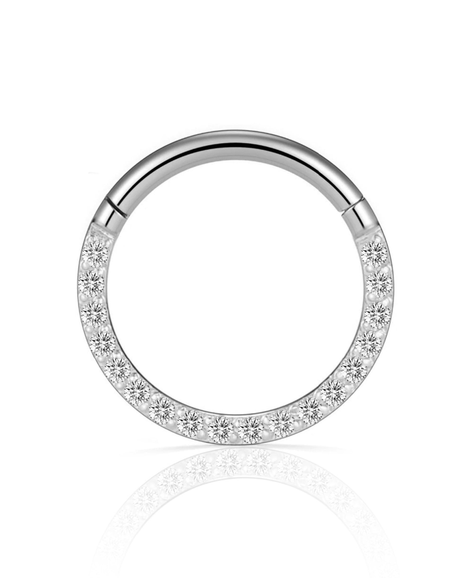 Crystal Daith Clicker Hoop Earring Ear Piercing Jewelry in Silver or Gold - www.Impuria.com