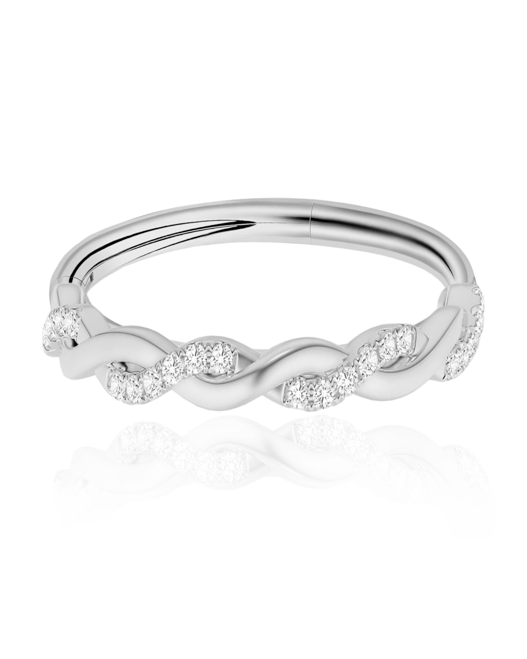 Cute Criss Cross Crystal Ear Piercing Ring Hoop Clicker for Cartilage Helix Rook Tragus Lobe - www.Impuria.com