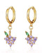 Lavender Crystal Grape Drop Polished Eternity Hoop Huggie Earrings
