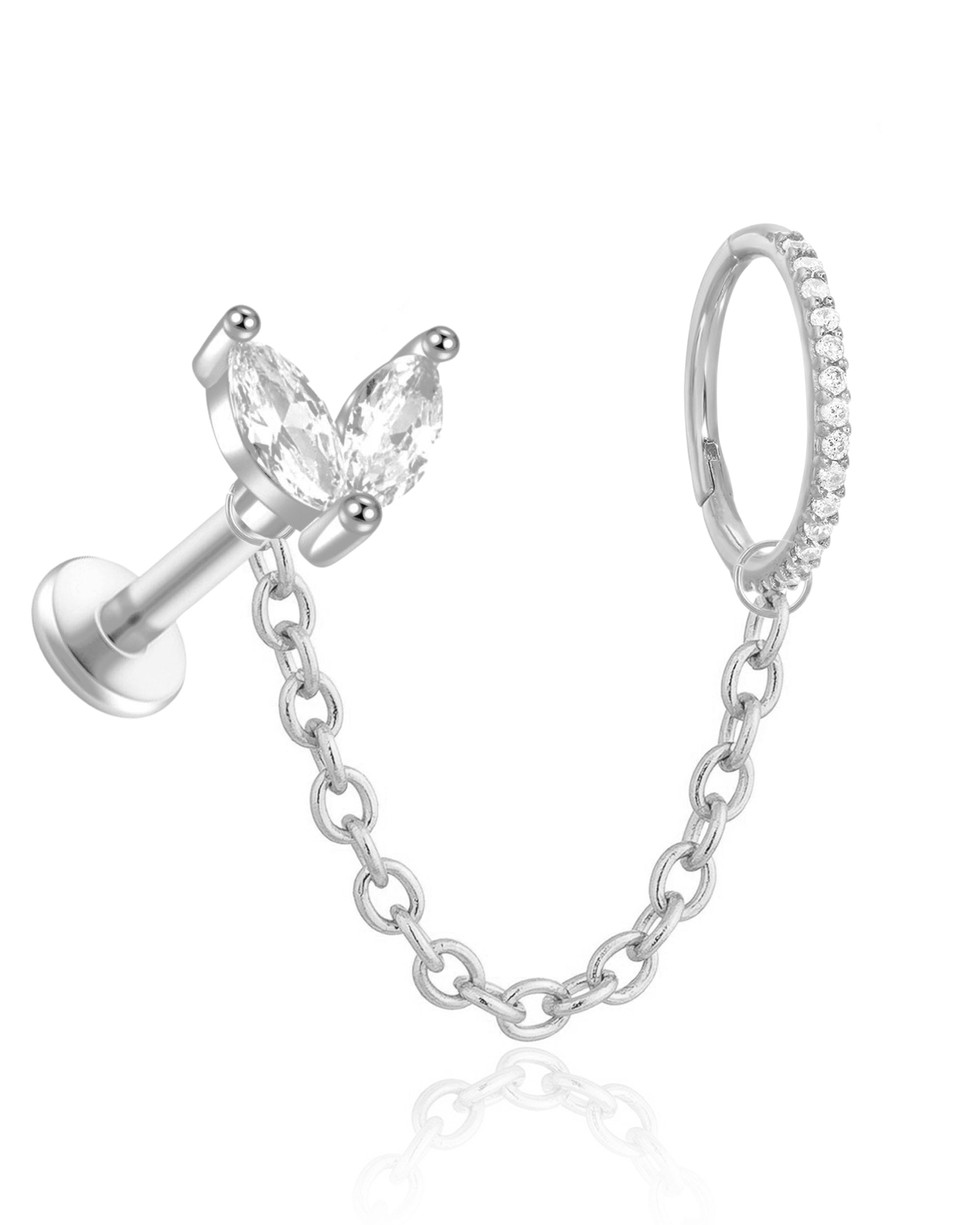 Chain Ear Piercing Cartilage Earring Stud Hoop Clicker Ring - www.Impuria.com #earpiercings