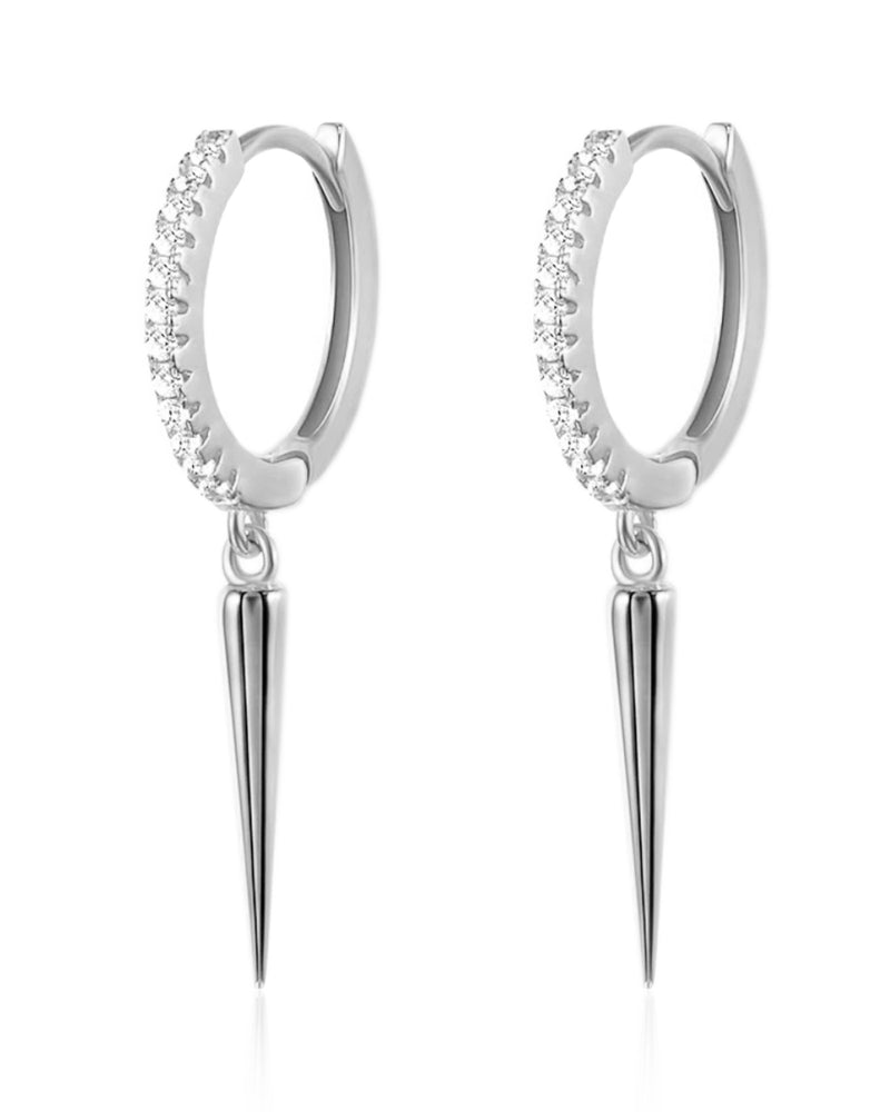 Cute Spike Crystal Pave Huggie Hoop Earrings Fashion Jewelry for Women in Gold or Silver - www.Impuira.com