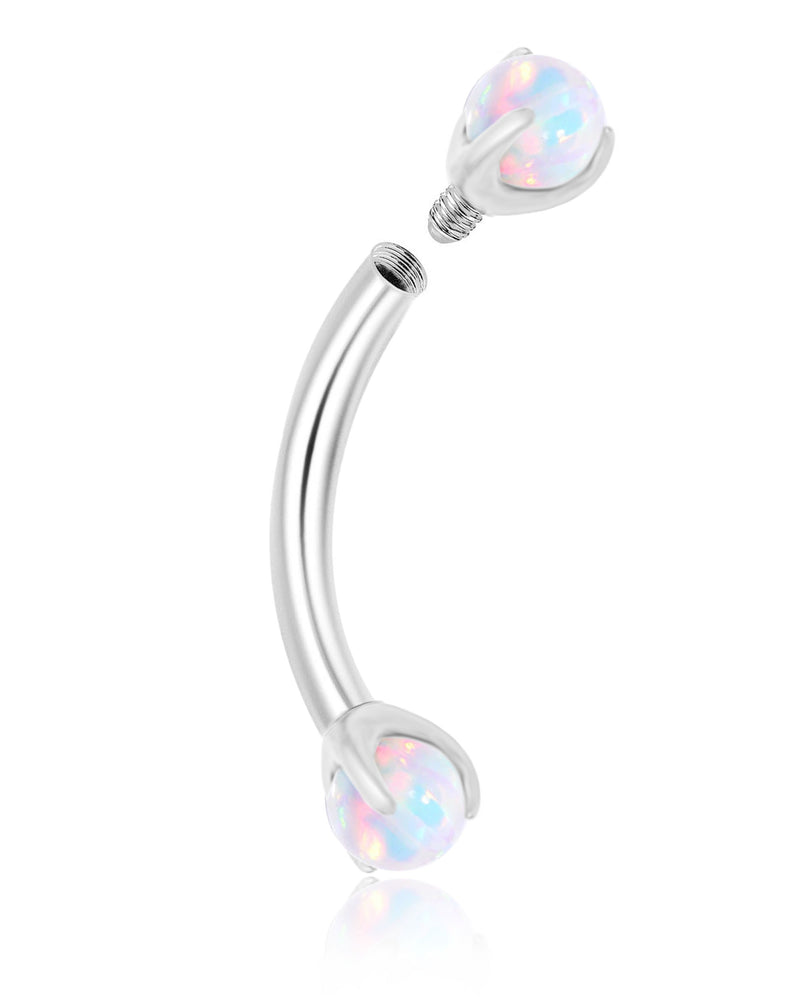 Luminous Opal Threaded Prong Rook Ear Piercing Jewelry Curved Barbell