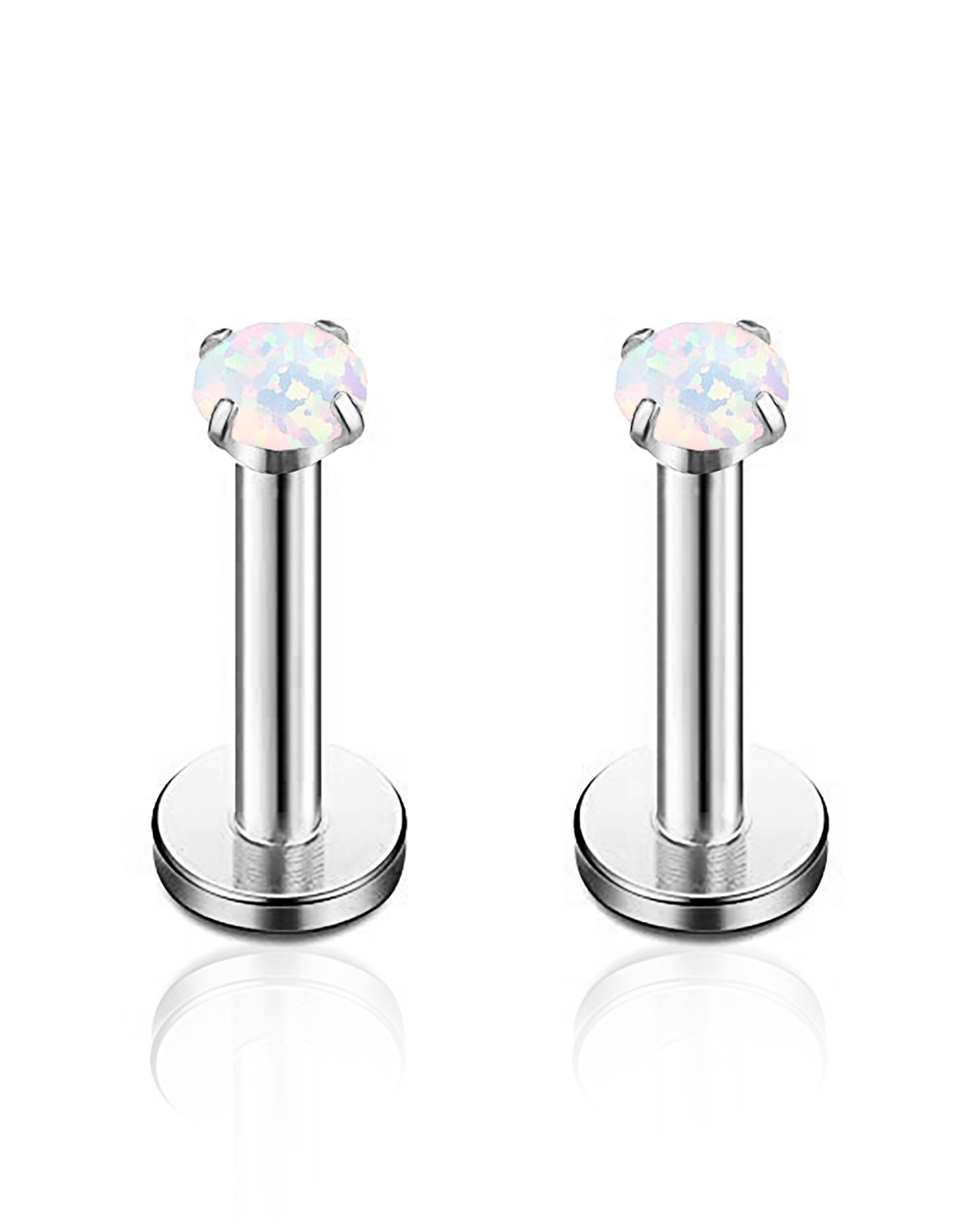 Cute Opal Ear Piercing Jewelry Round Circle Cartilage Helix Tragus Ear Lobe Earring Stud 2mm 2.5mm 3mm in Silver - www.Impuria.com