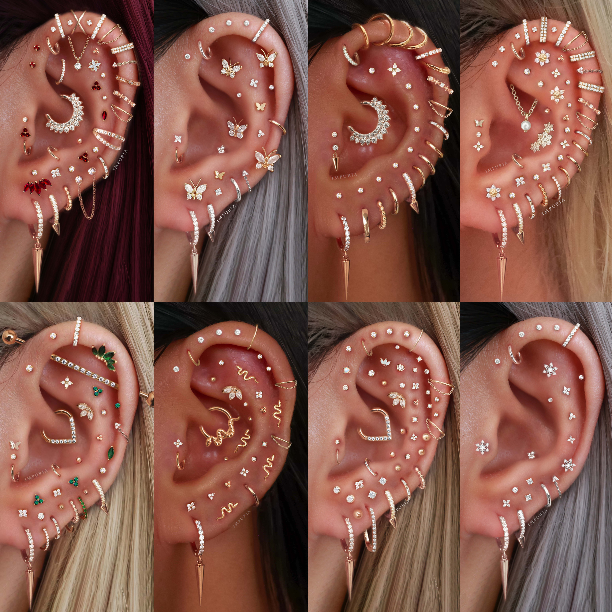 best ear piercing ideas for 2025 with cartilage earring & flat back stud earrings