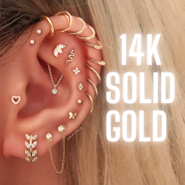 Solid gold piercing discount