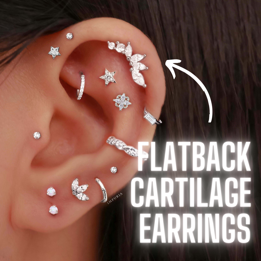Flat Back Cartilage Earrings - Impuria Ear Piercing Jewelry