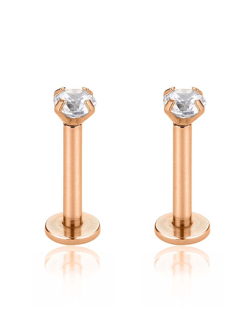 Sparkle Crystal Threaded Prong Ear Piercing Earring Stud Set