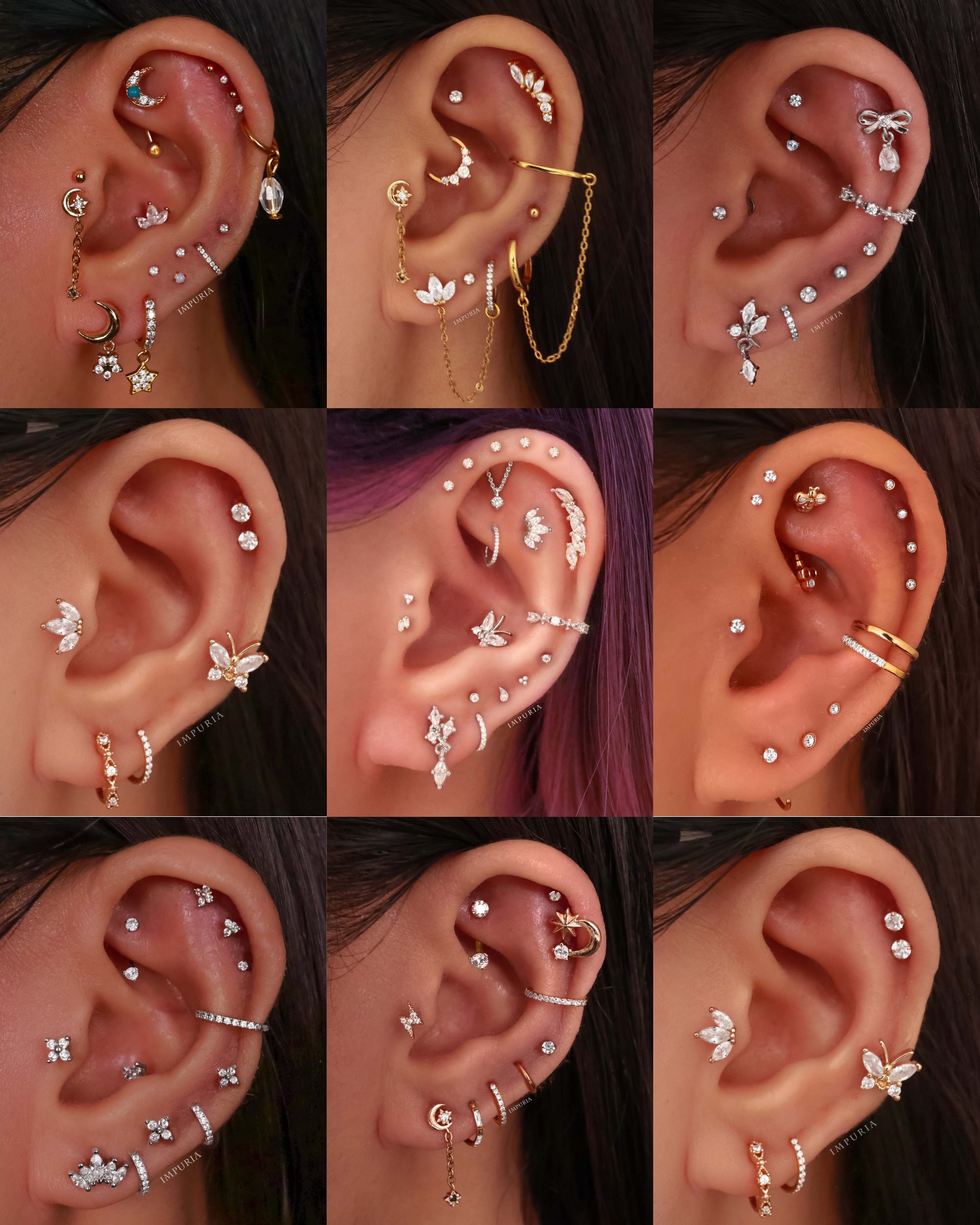 Cute Multiple Ear Piercing Curation Ideas for Women Cartilage Earring Internally Threaded Stud - www.Impuria.com #earpiercings