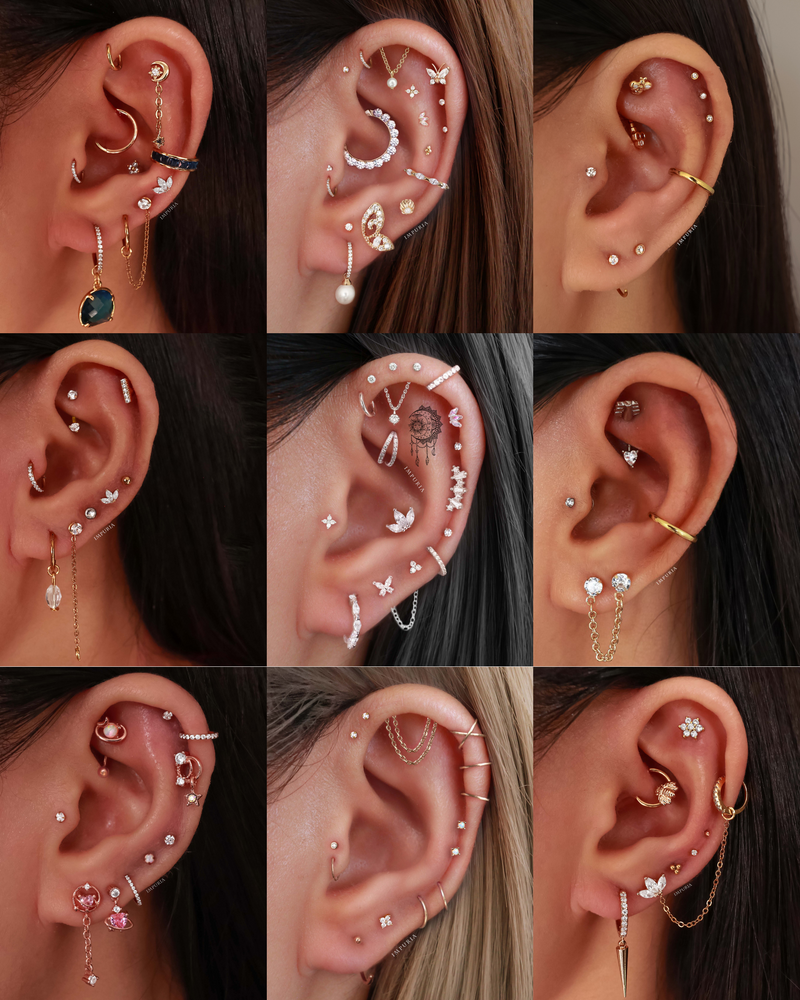 Crystal Round Cartilage Earring Stud 16G Pretty Cute Ear Piercing Ideas for Women - www.Impuria.com