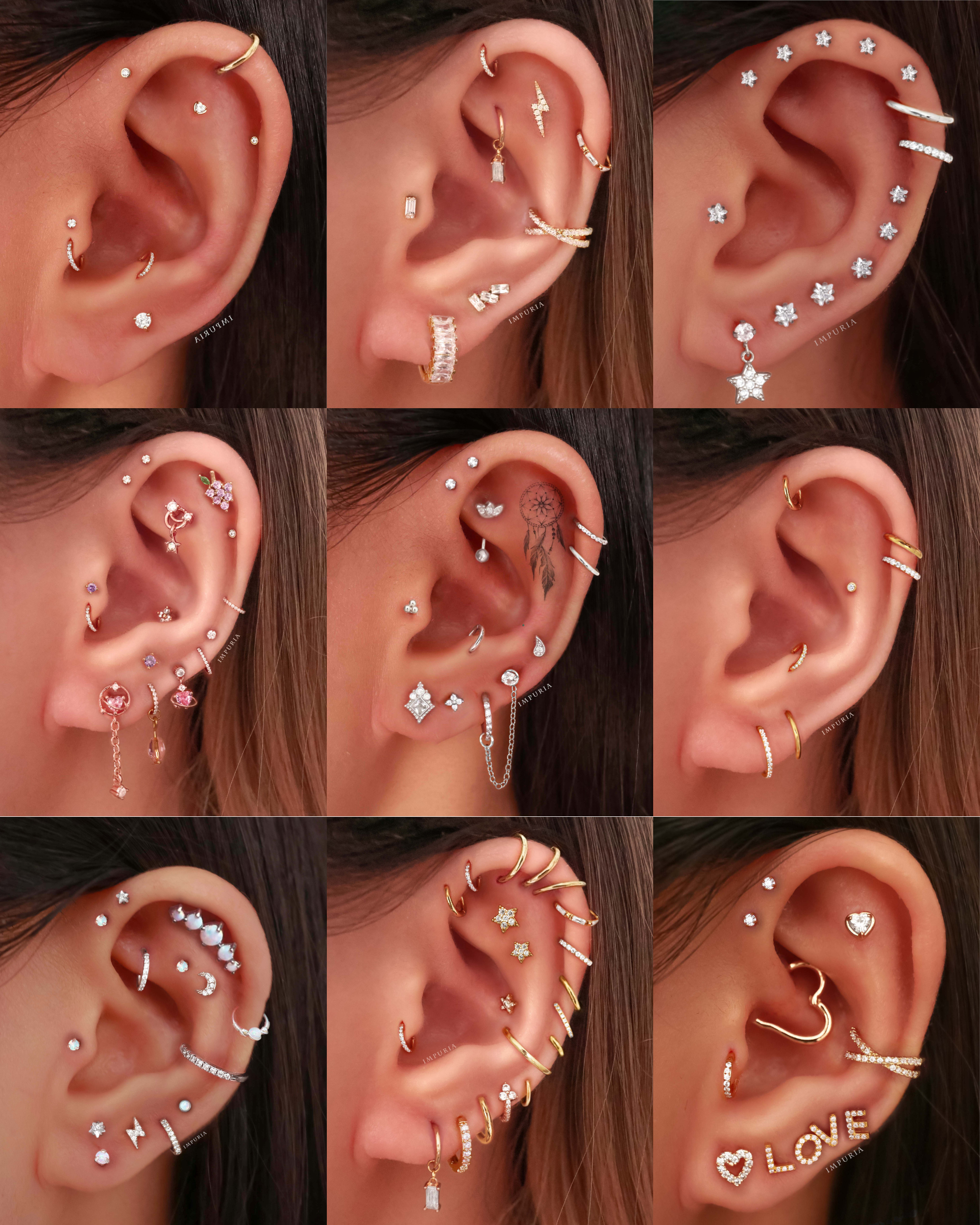 Crystal Cartilage Helix Clicker Ring Hoop 16G - Cute Multiple Ear Piercing Ideas for Women - www.Impuria.com 