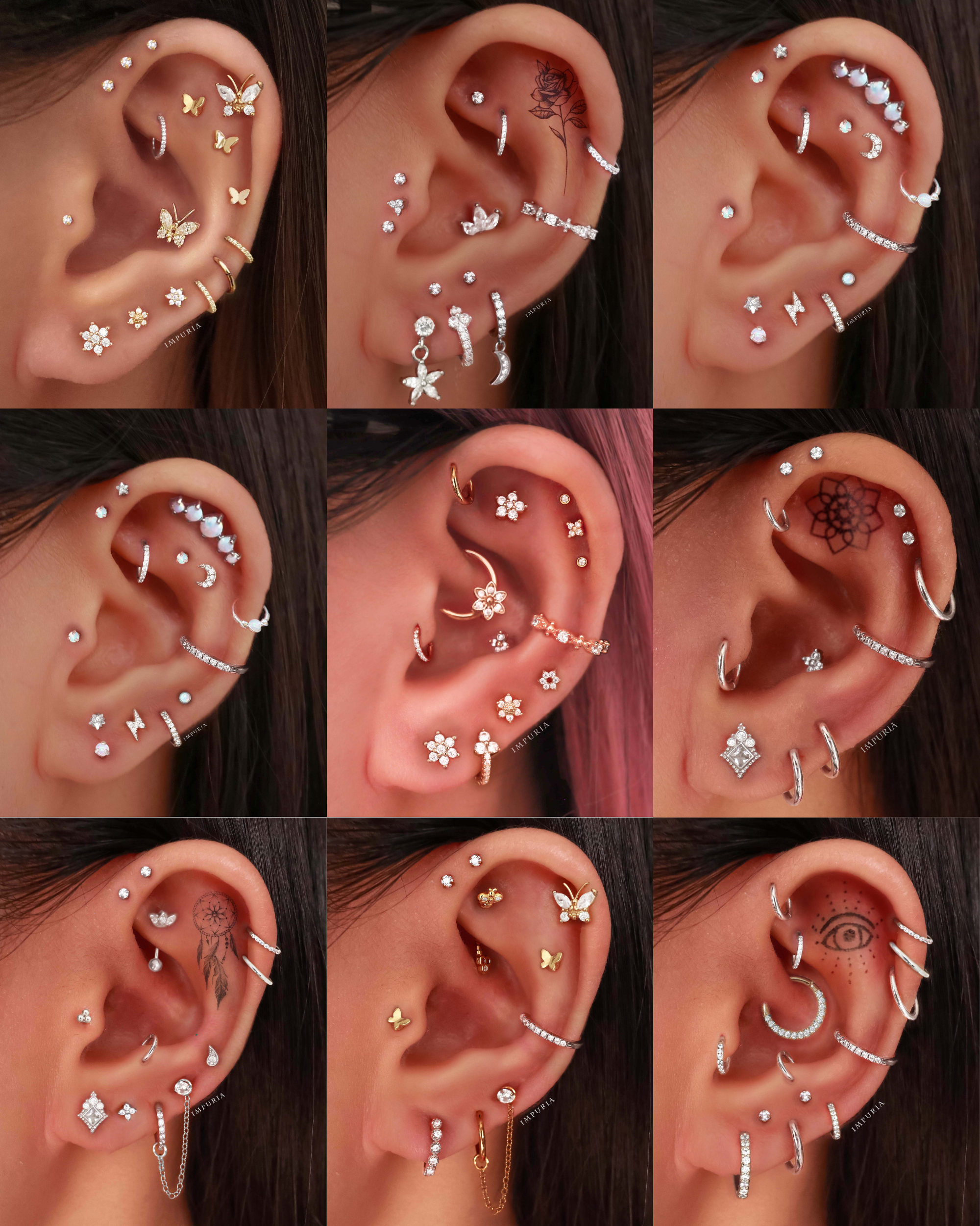 Pretty Cartilage Earrings Helix Hoop Ear Piercing Jewelry for Women Multiple Ear Curation Ideas - www.Impuria.com #earpiercings 