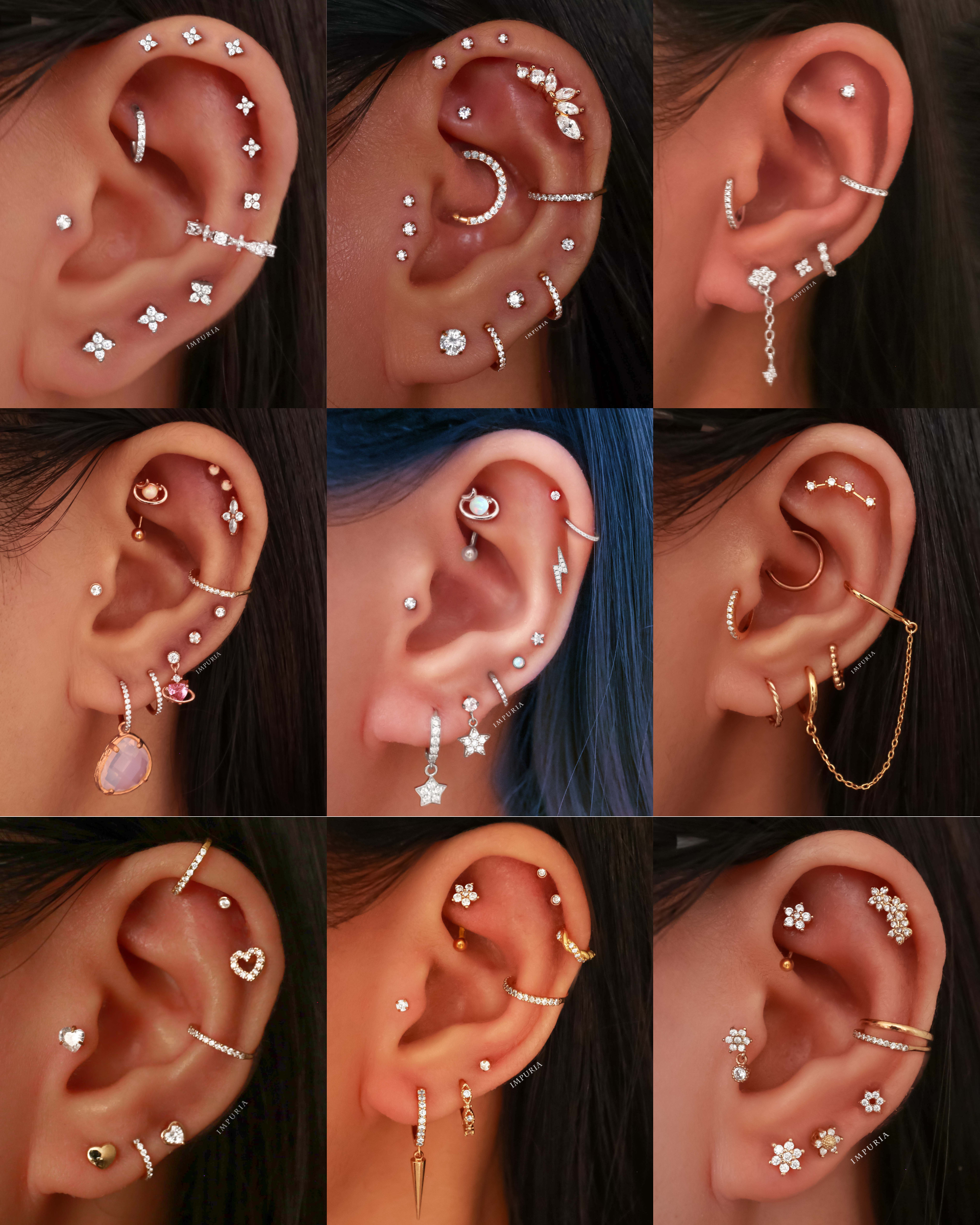 Pretty Cartilage Earrings Helix Hoop Ear Piercing Jewelry for Women Multiple Ear Curation Ideas - www.Impuria.com #earpiercings