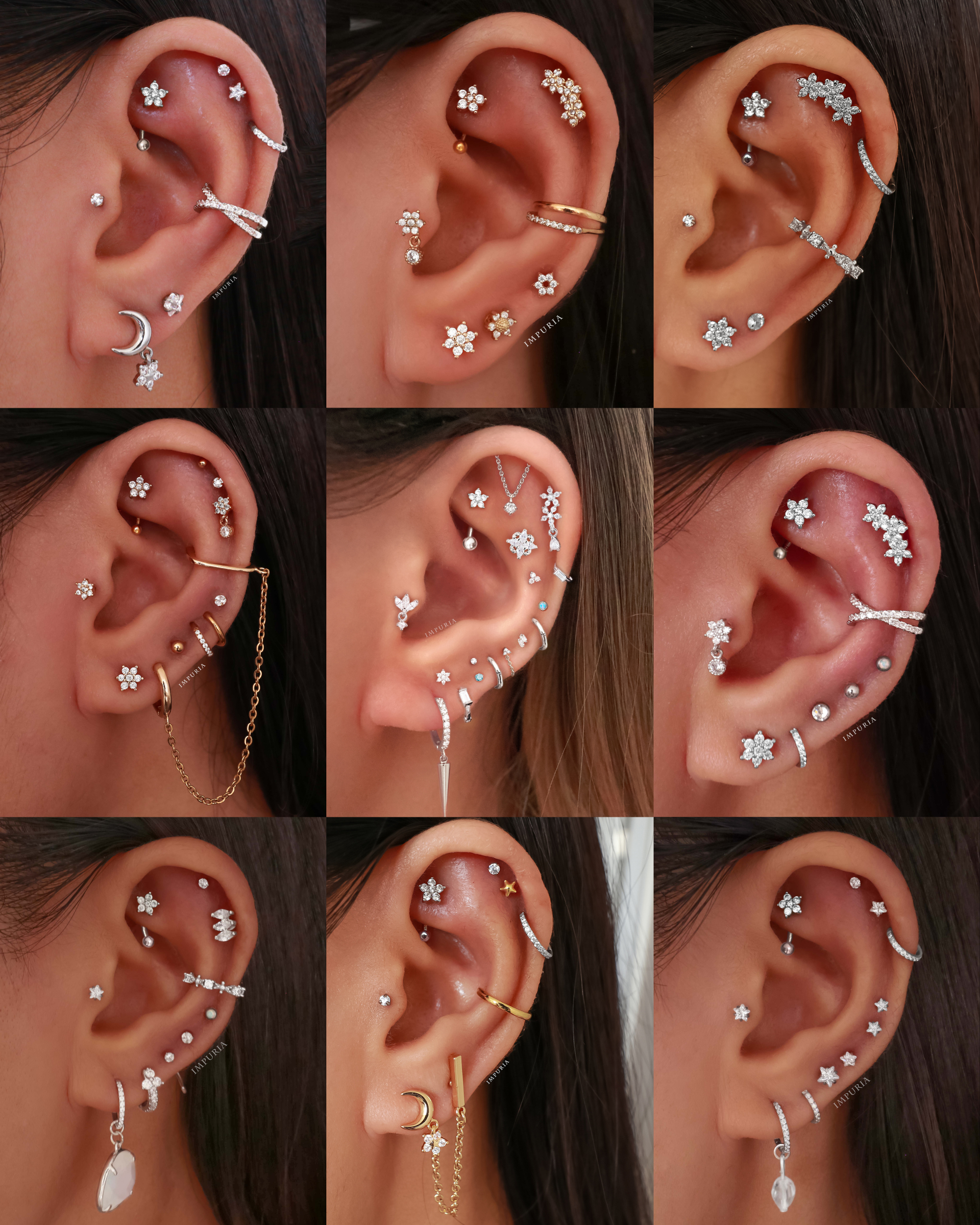Pretty Floral Flower Cute Ear Piercing Curation Ideas for Women - www.Impuria.com #earpiercings