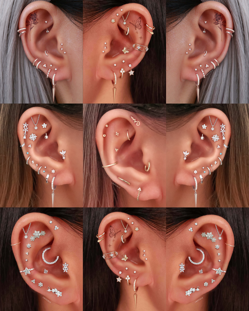Interesting Pretty Multiple Ear Piercing Curation Ideas for Women - Impuria Cartilage Earings