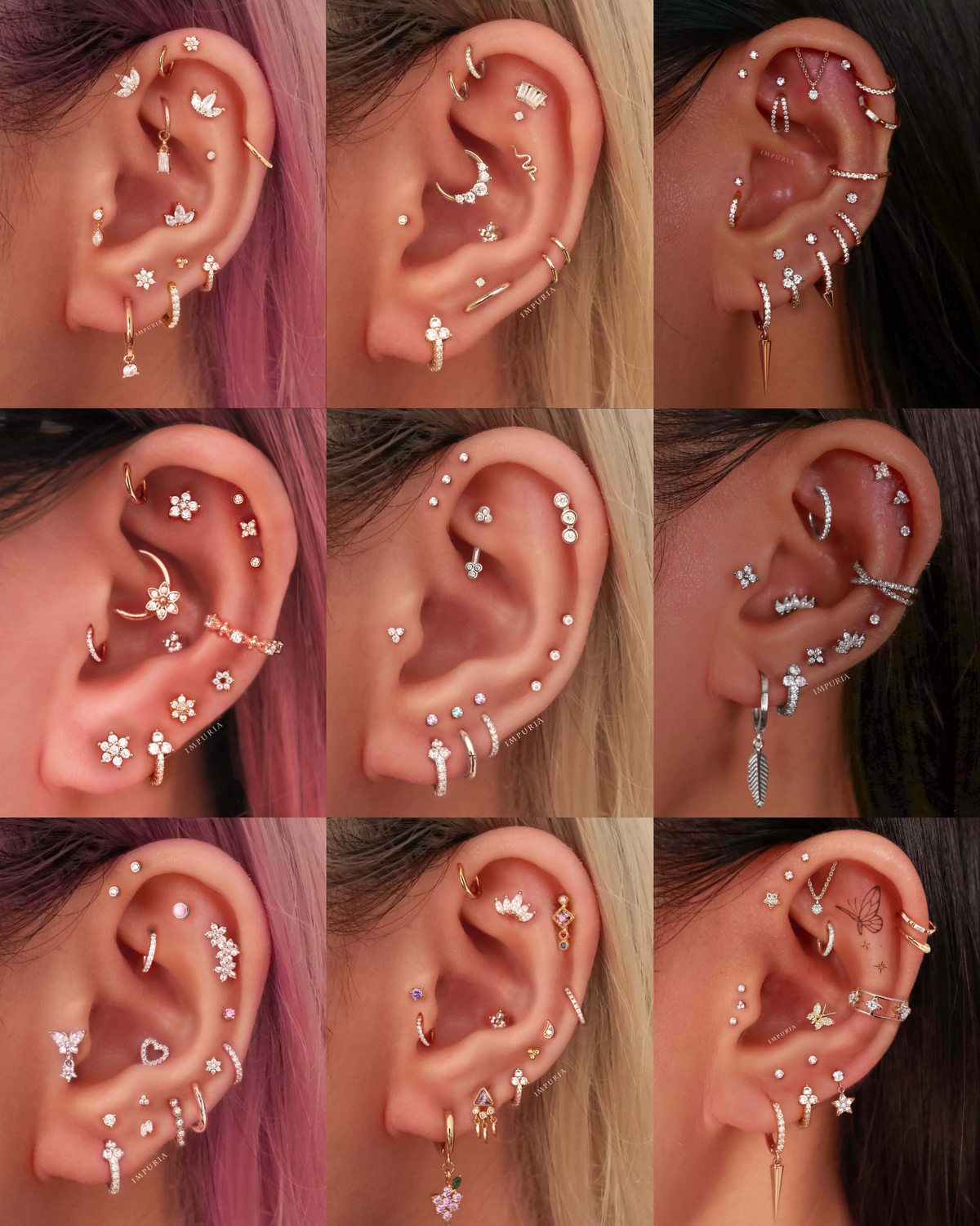 Lotus Huggie Hoop Earrings - Cute Multiple Ear Piercing Ideas for Women - www.Impuria.com