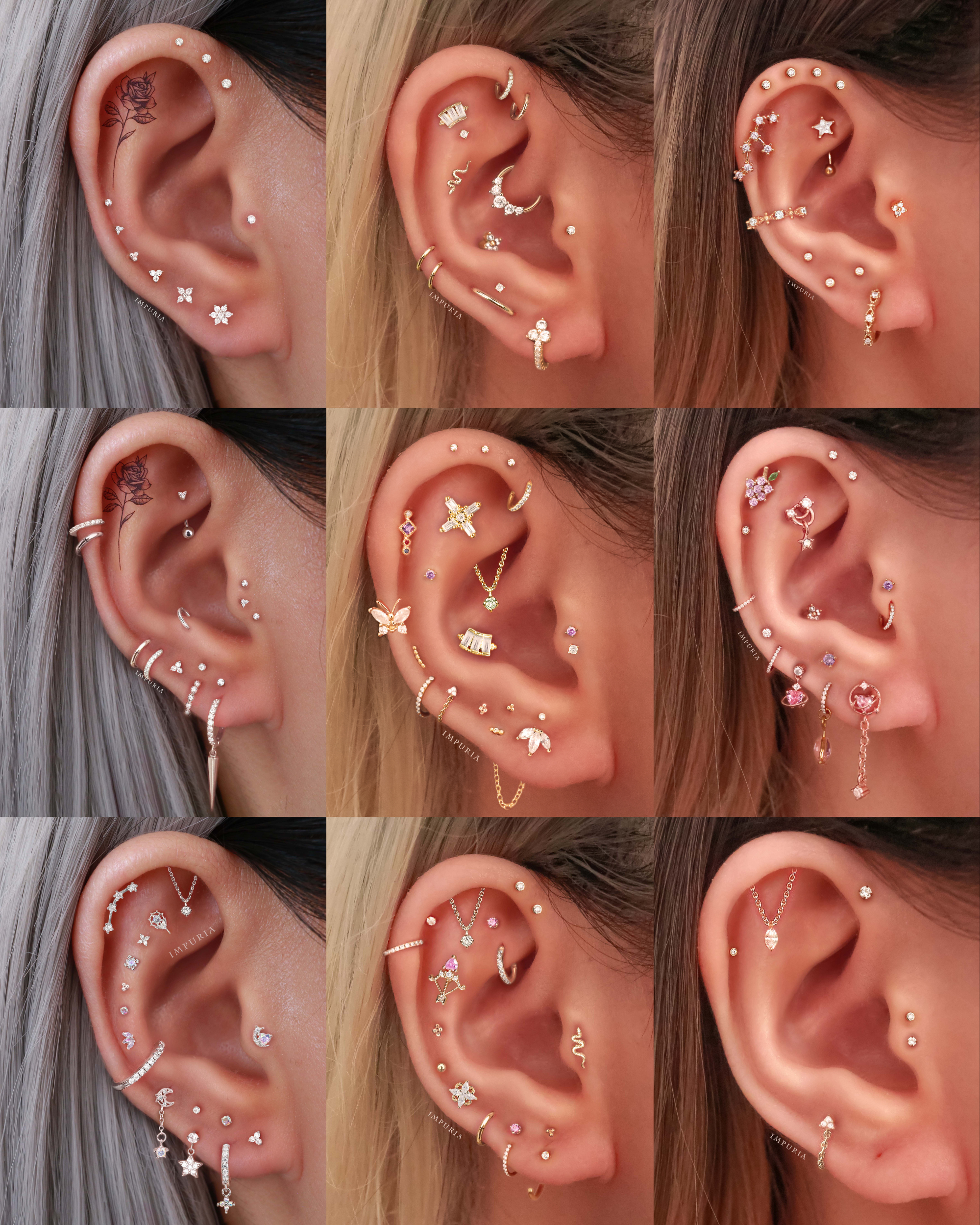 Cartilage Helix Earring Stud 16G - Cute Multiple Ear Piercing Ideas for Women - www.Impuria.com #cartilageearrings