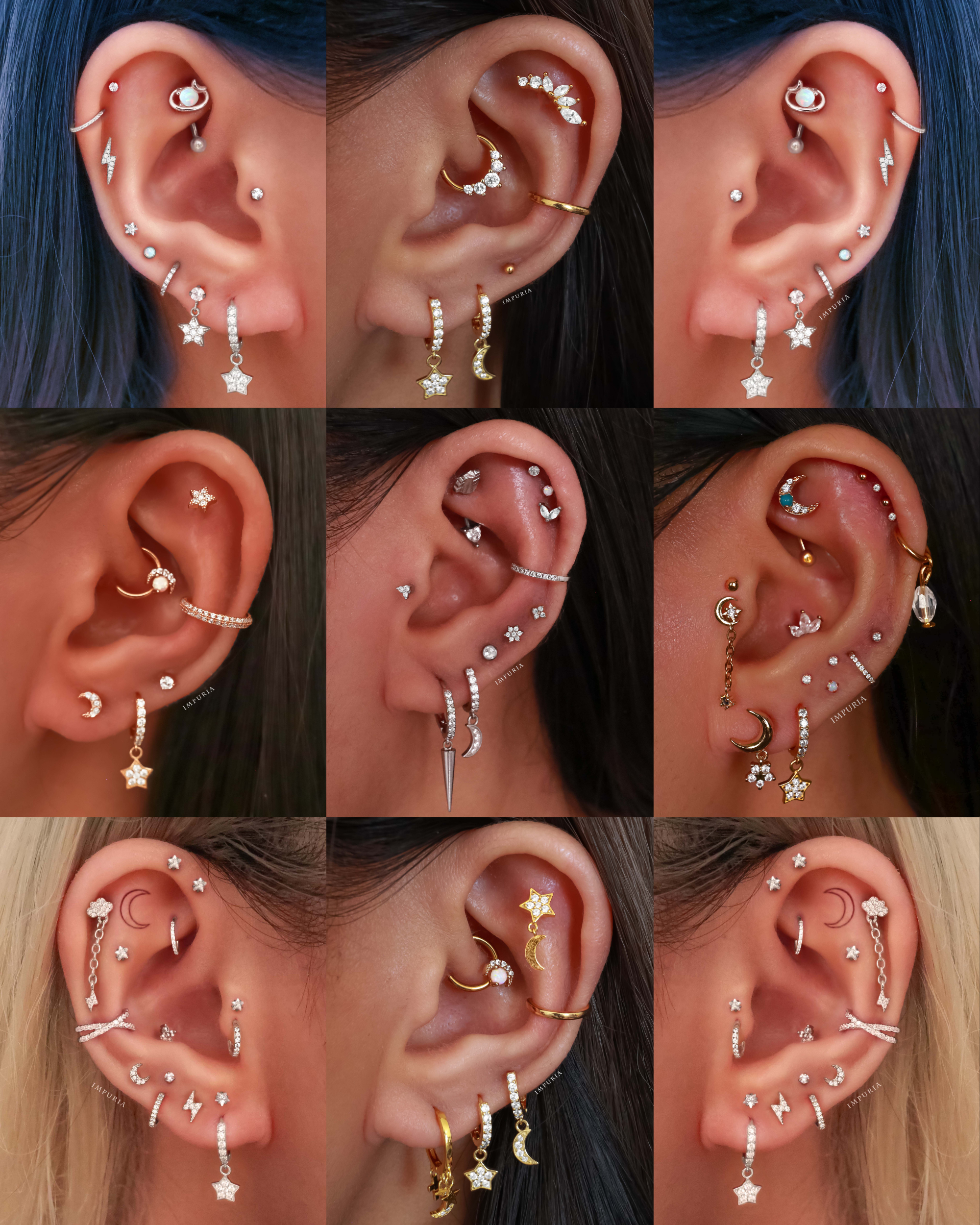Cute Moon Star Huggie Hoop Earrings - Celestial Ear Piercing Curation Ideas for Women - www.Impuria.com #earpiercings