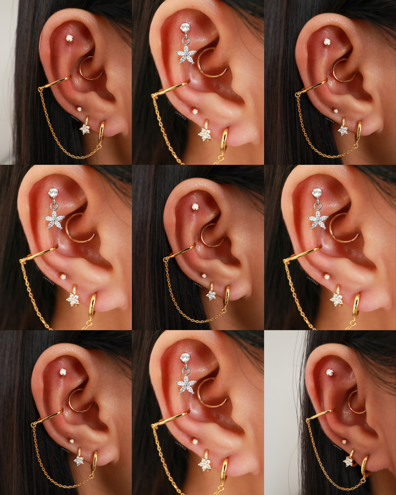 Flower Floral Hoop Ring Cartilage Clicker Earring Unique Ear Piercing Curation Ideas for Women - www.Impuria.com