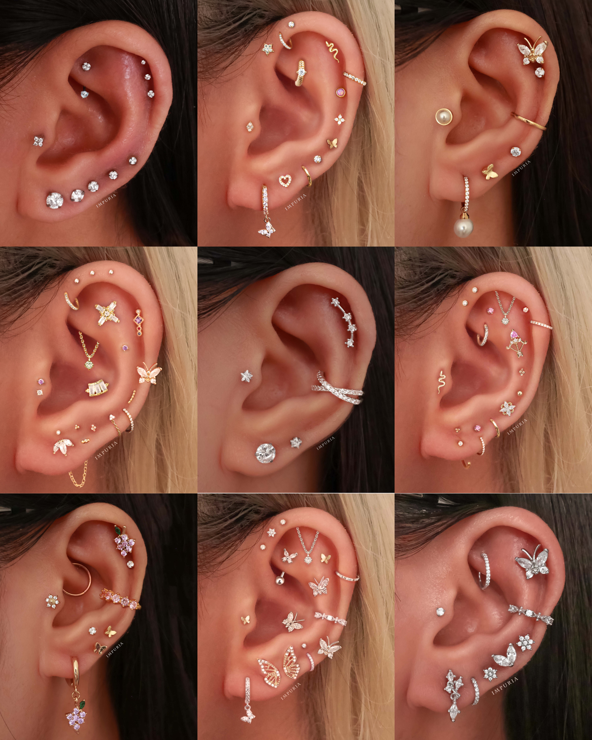 Pretty Cute Multiple Ear Piercing Curation Ideas Internally Threaded Stainless Steel Cartilage Earring Studs for Women  - www.Impuria.com #earpiercings