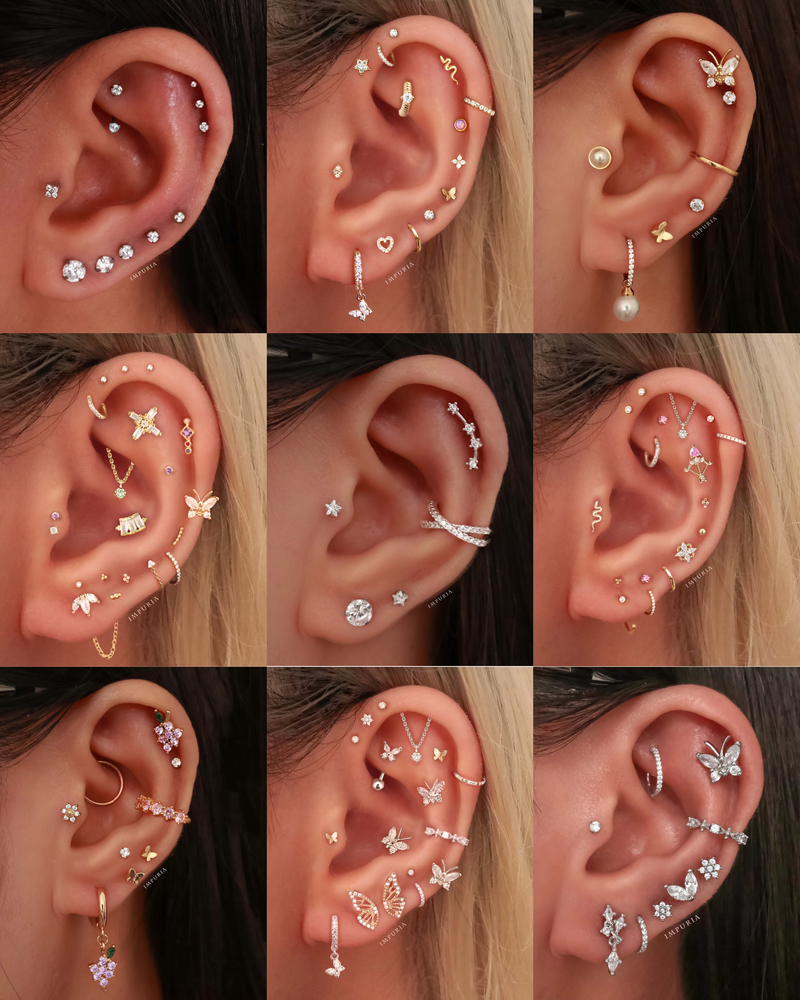 Pretty Cute Multiple Ear Piercing Curation Ideas Internally Threaded Stainless Steel Cartilage Earring Studs for Women  - www.Impuria.com