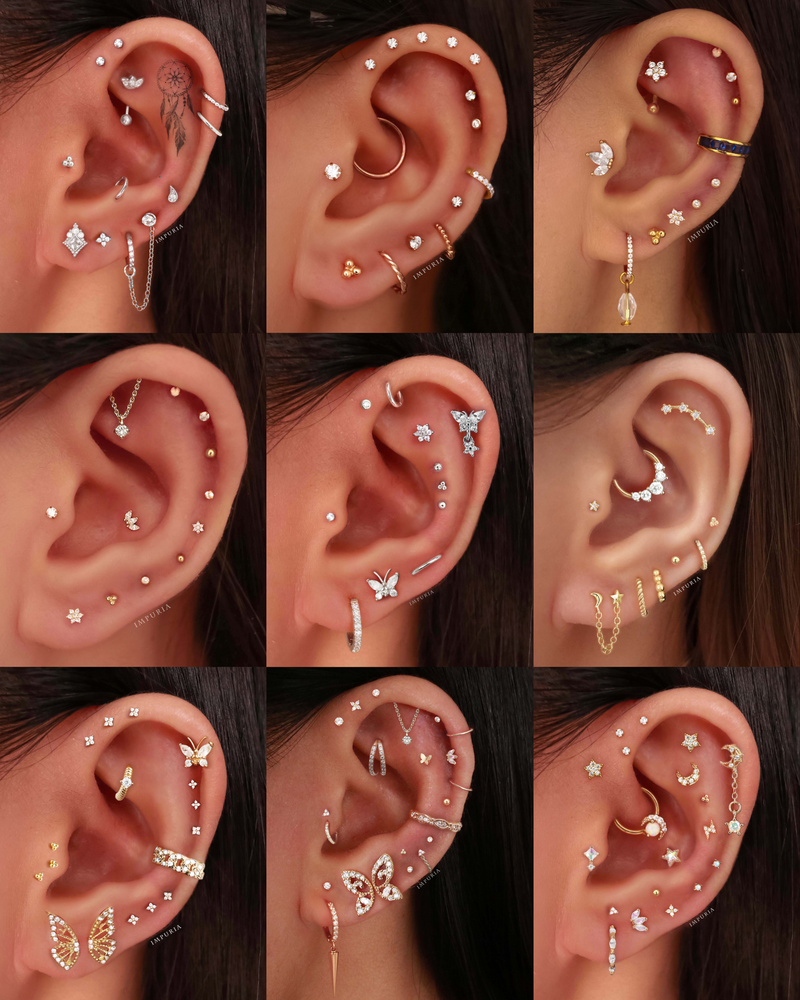 Stainless Steel Trinity Cartilage Earring Stud Cute Multiple Ear Piercing Curation Ideas for Women - www.Impuria.com