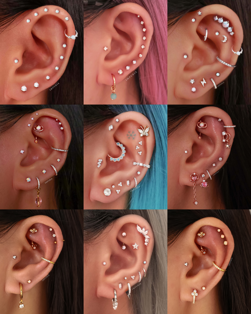 Cute Ear Piercing Jewelry Ideas for Women Opal Cartilage Helix Stud Earrings - www.Impuria.com