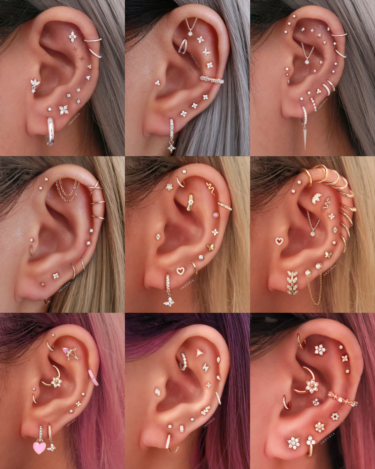 Flower Cartilage Earring Studs Multiple Ear Piercing Curation Ideas for Women - www.Impuria.com #earpiercings 