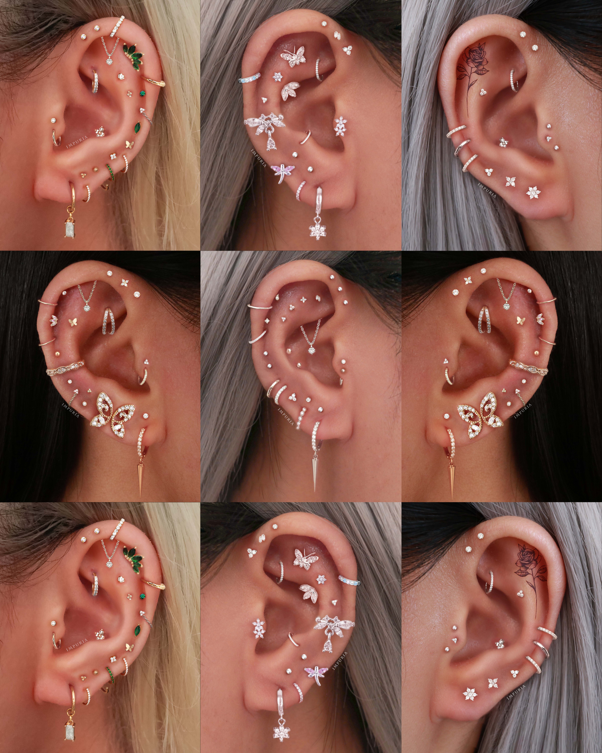 Cartilage Stud Earring Cute Ear Piercing Jewelry Ideas for Females - www.Impuria.com #earpiercings